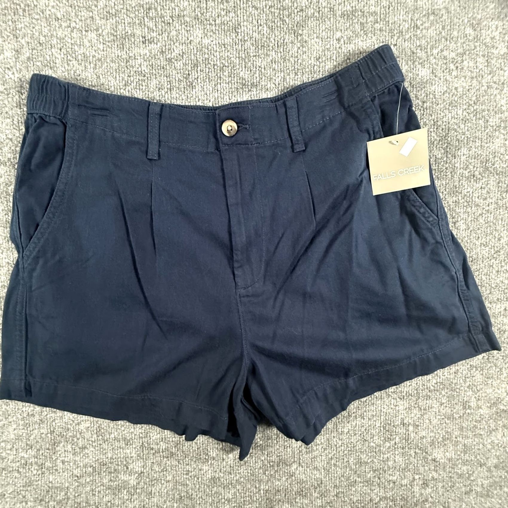 Vintage Falls Creek Shorts Womens XL Navy Blue Pleated Lightweight Casual Summer Size 40" / US 18 - 2 Thumbnail