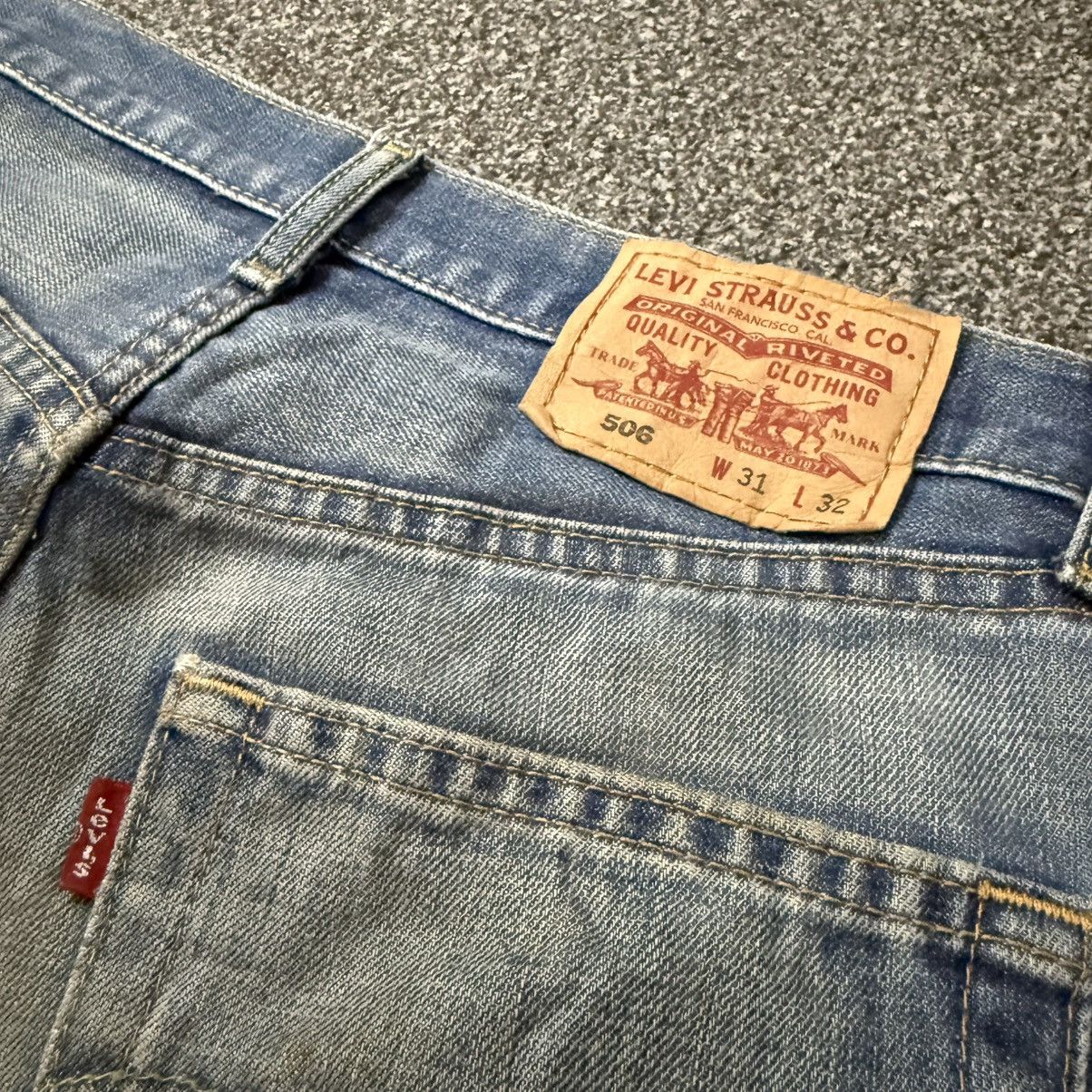 Engineered Garments × Levi's Vintage y2k Levis 506 Thrashed Distressed Dirty Washed Denim Size US 31 - 9 Thumbnail