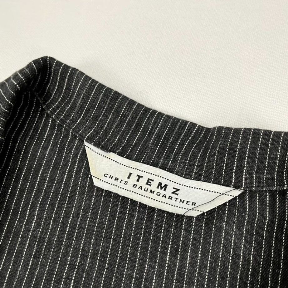 Vintage VINTAGE Itemz Chris Baumgartner Button Up Shirt Women OS Gray Pinstripe Lagenlook Blouse Size ONE SIZE - 3 Thumbnail