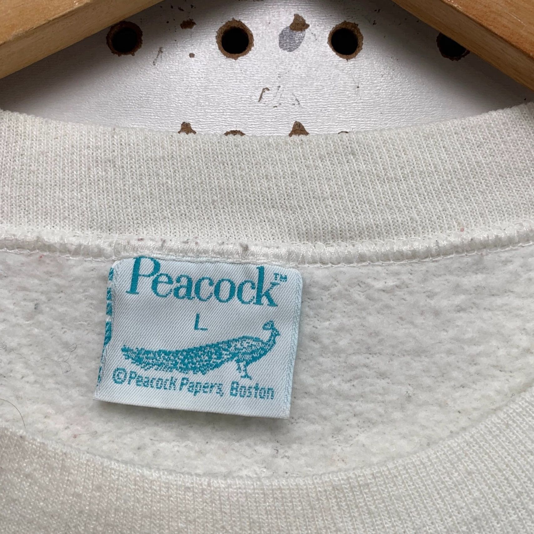Vintage VINTAGE Peacocks Sweatshirt Womens L White Crewneck Fleece Made USA Funny Italian Size L / US 10 / IT 46 - 5 Thumbnail