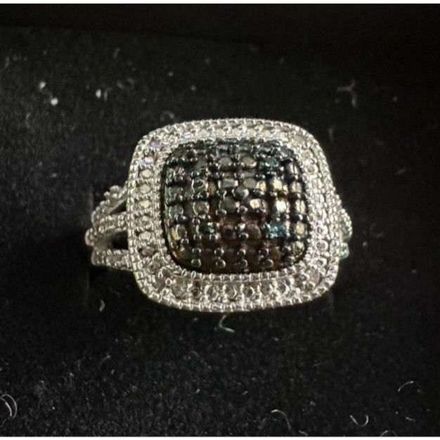 Other Genuine Deep Blue Diamond Ring Size 7 - Pretty Cushion Cut D Size ONE SIZE - 11 Thumbnail
