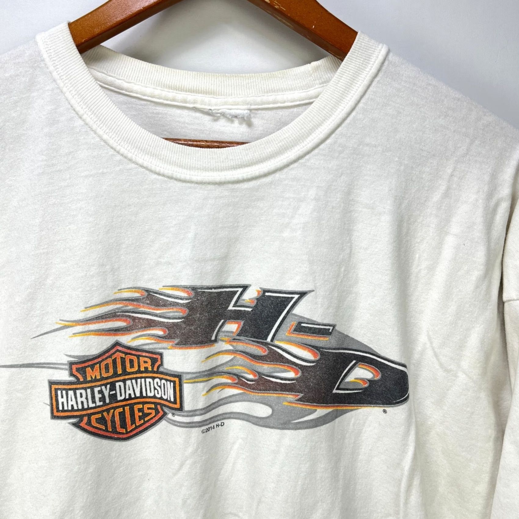 Harley Davidson VINTAGE Harley-Davidson T-Shirt White Long Sleeve 2XL Flames Graphic Print Mens Size US XXL / EU 58 / 5 - 2 Thumbnail