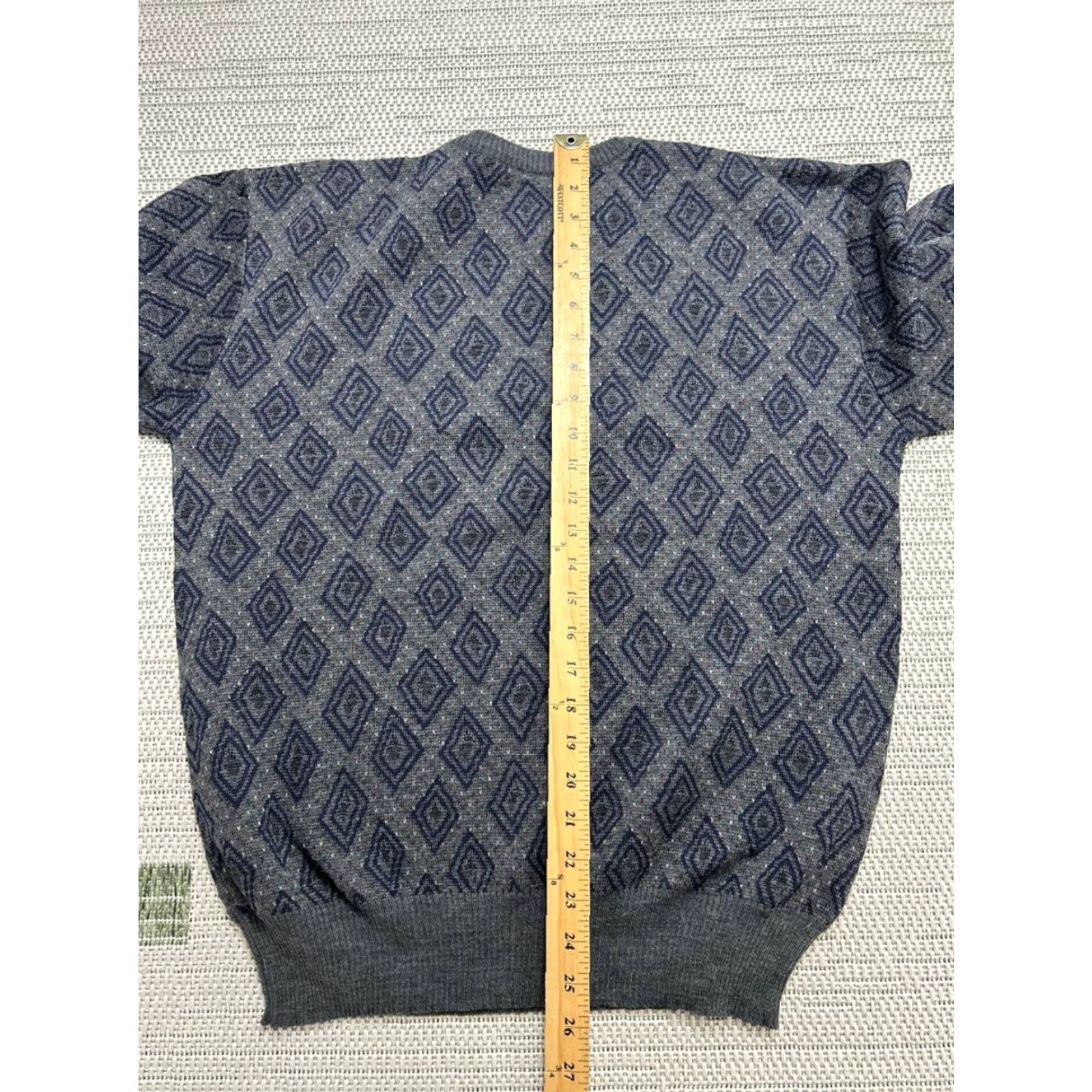 Neiman Marcus Vtg Neiman Marcus Sweater Mens Medium Blue Gray Wool Knit Pullover Size US M / EU 48-50 / 2 - 6 Thumbnail