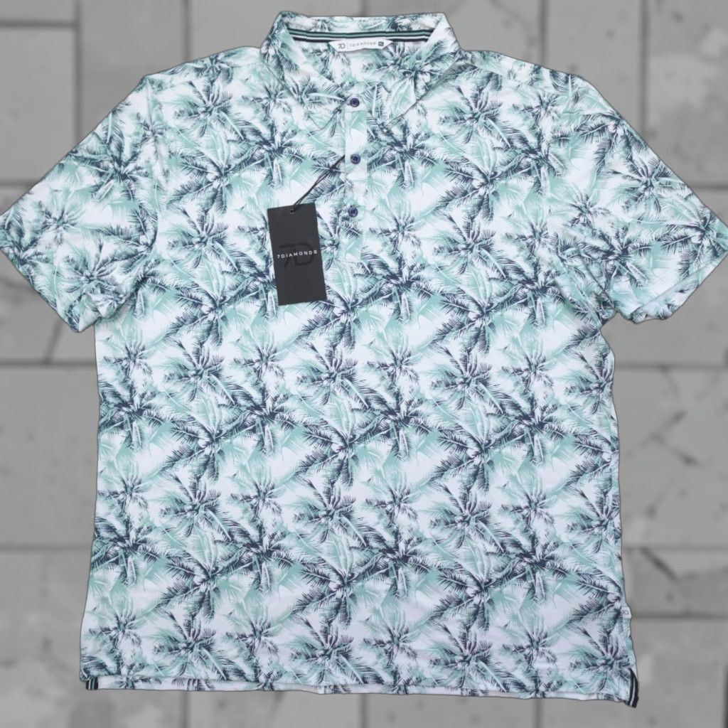 Vintage 7 Diamonds Nido Polo Shirt Golf Wicking Anti-Microbial Palm Print Men's Size XL Shirt Size US XL / EU 56 / 4 - 1 Thumbnail
