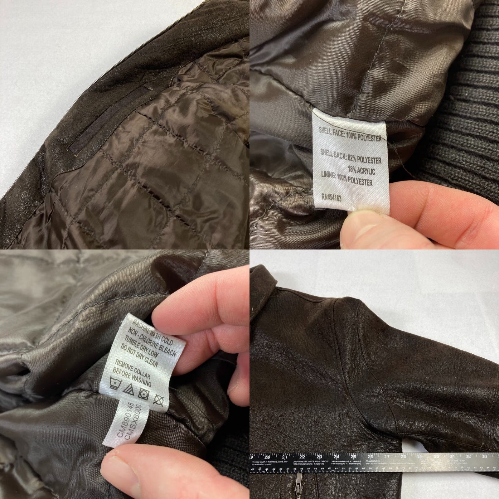 Calvin Klein Calvin Klein Mens XL Brown Faux Leather Bomber Jacket Full Zip Lined Mid-Length Size US XL / EU 56 / 4 - 8 Thumbnail