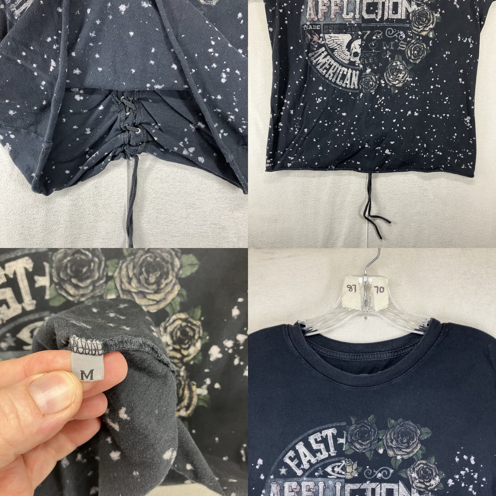 Affliction VINTAGE Affliction Y2K T-Shirt Women Medium Black Biker Rocker Goth Motorcycle 90s Retro Size M / US 6-8 / IT 42-44 - 8 Thumbnail