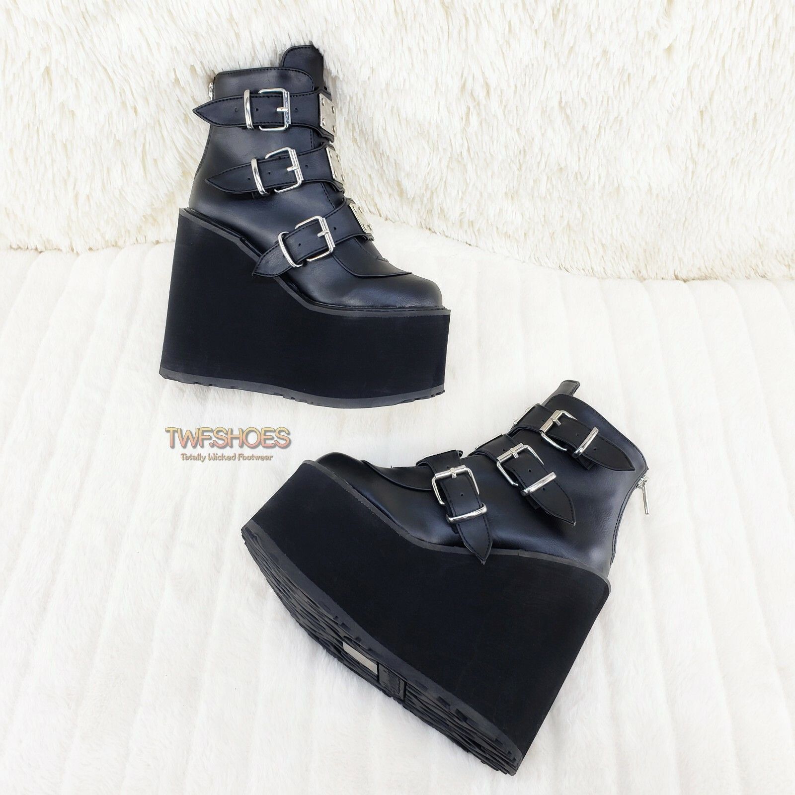 Demonia Cult DEMONIA Swing 105 Black Matte Ankle Boot 5.5" Platform NY (U Size US 10 / IT 40 - 1 Thumbnail