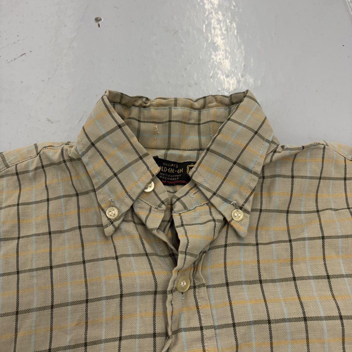 McGregor Vintage 60s McGregor Beige Plaid Cotton Shirt Size US XS / EU 42 / 0 - 3 Thumbnail