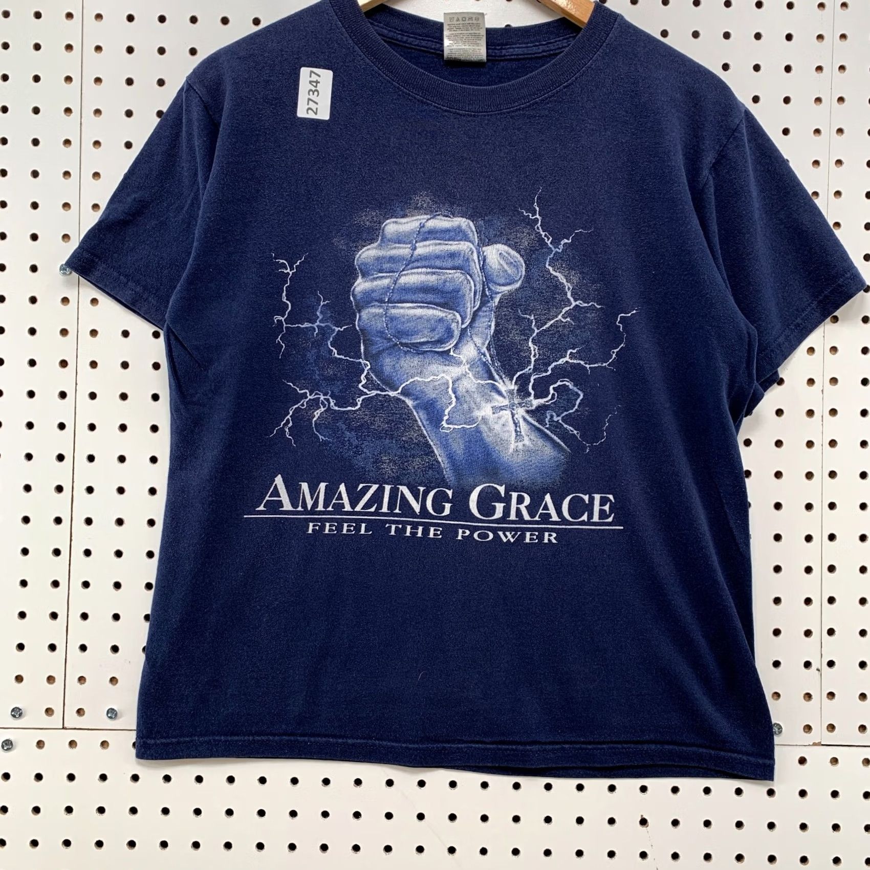 Fruit Of The Loom VINTAGE Amazing Grace Fell The Power Shirt bLue Lighting Fist Mens Small Shirt Size US S / EU 44-46 / 1 - 7 Thumbnail