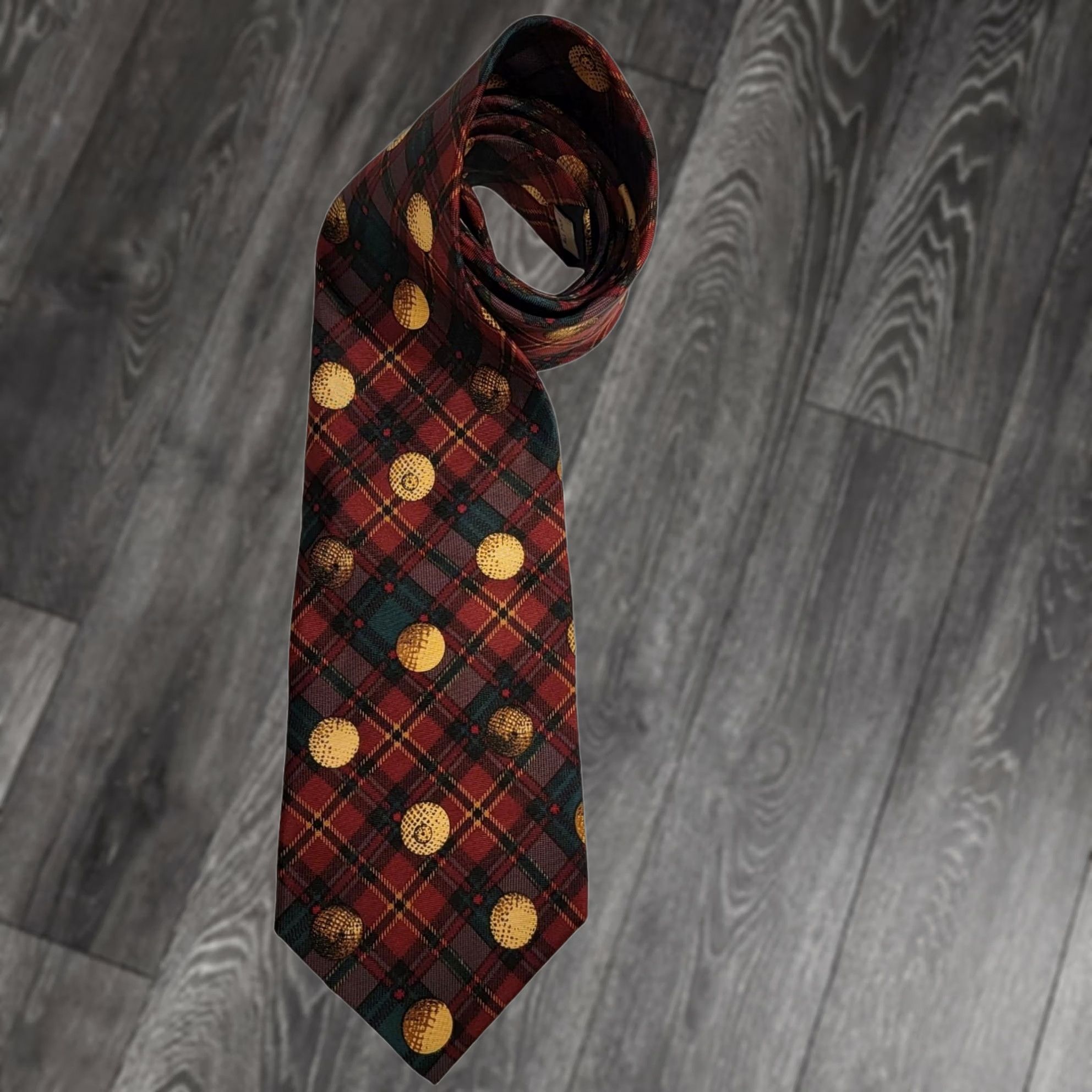 Pierre Cardin Pierre Cardin Designer Silk Tie Red Green Christmas Golf Balls Mens Necktie Size ONE SIZE - 1 Thumbnail