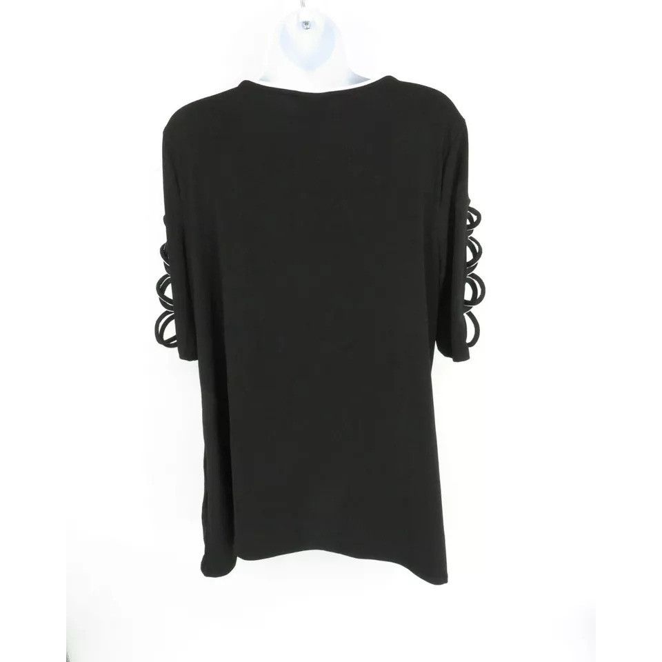 JM Collection JM Collection Black Top Lattice Sleeve Detail Medium NWT $54 Size M / US 6-8 / IT 42-44 - 4 Thumbnail