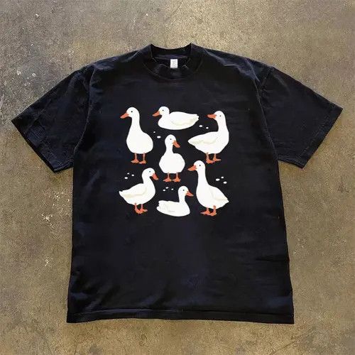 Japanese Brand Ichiko x Yuki Black casual retro cartoon duck print t-shirt Size US M / EU 48-50 / 2 - 7 Thumbnail