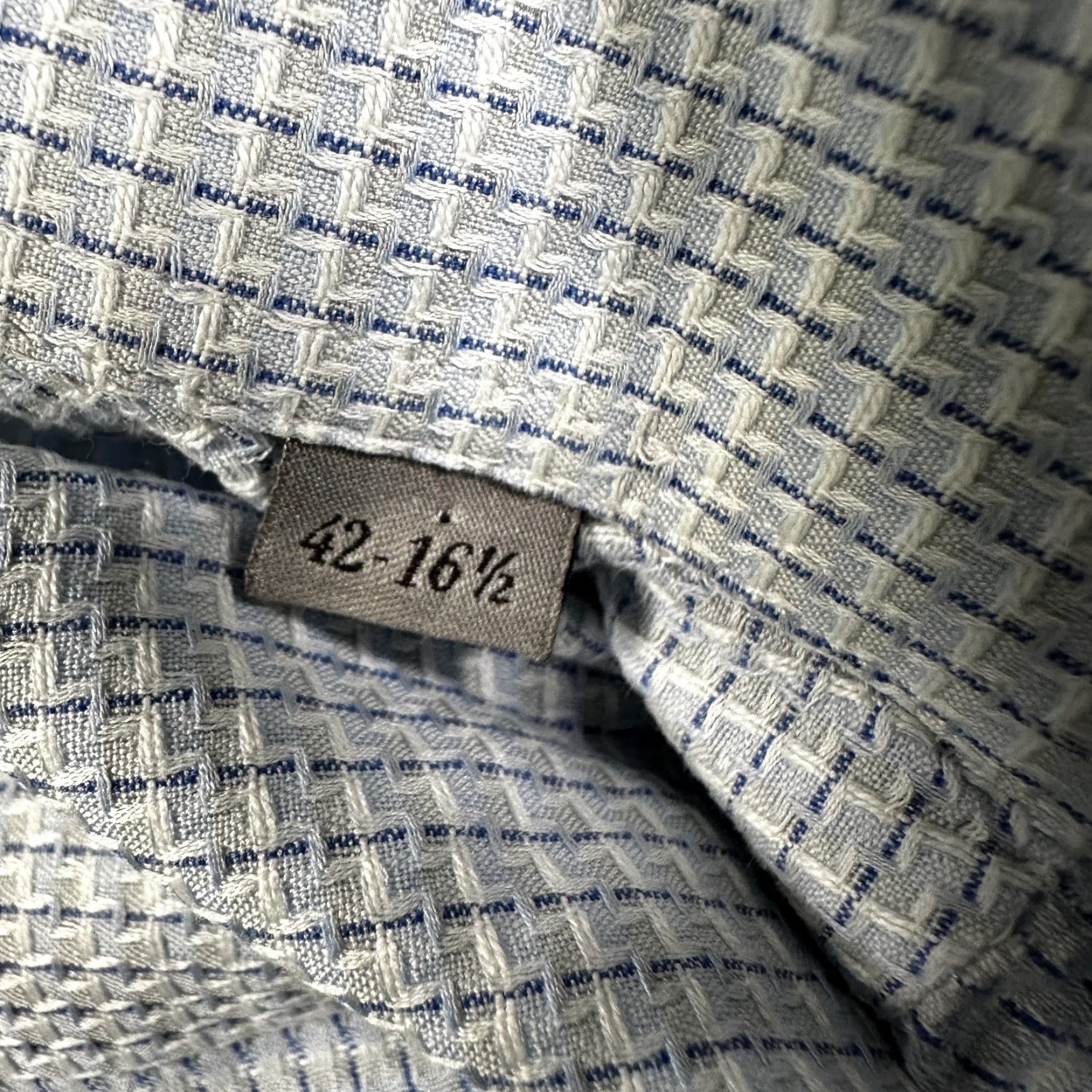 Canali Canali Dress Shirt Mens 42/16.5 Blue Check Long Sleeve Spread Collar Italy Size 46R - 3 Thumbnail