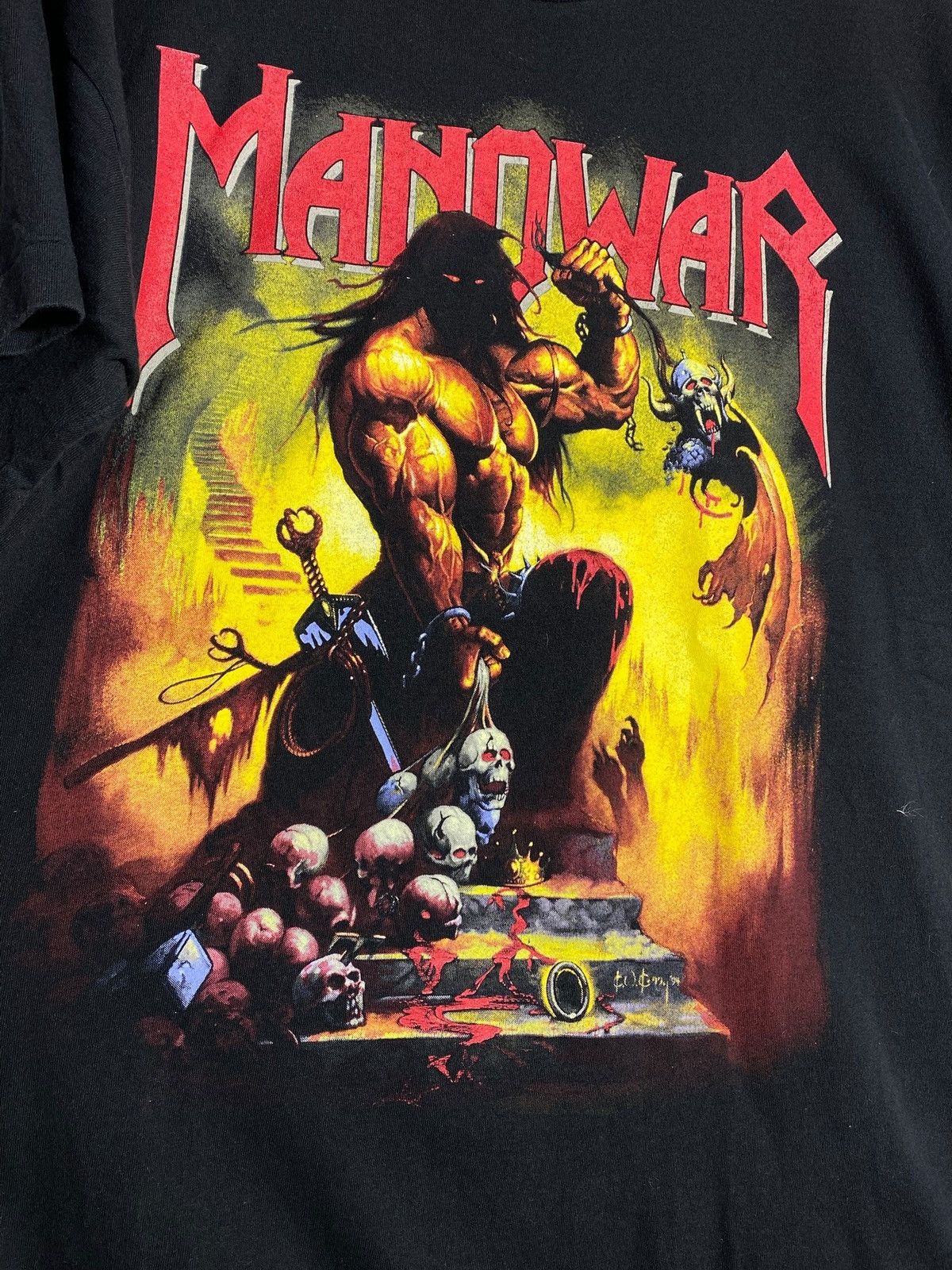 Band Tees Vintage Manowar Hell On Wheels 1997 Tour Graphic T-shirt Size US XL / EU 56 / 4 - 4 Thumbnail