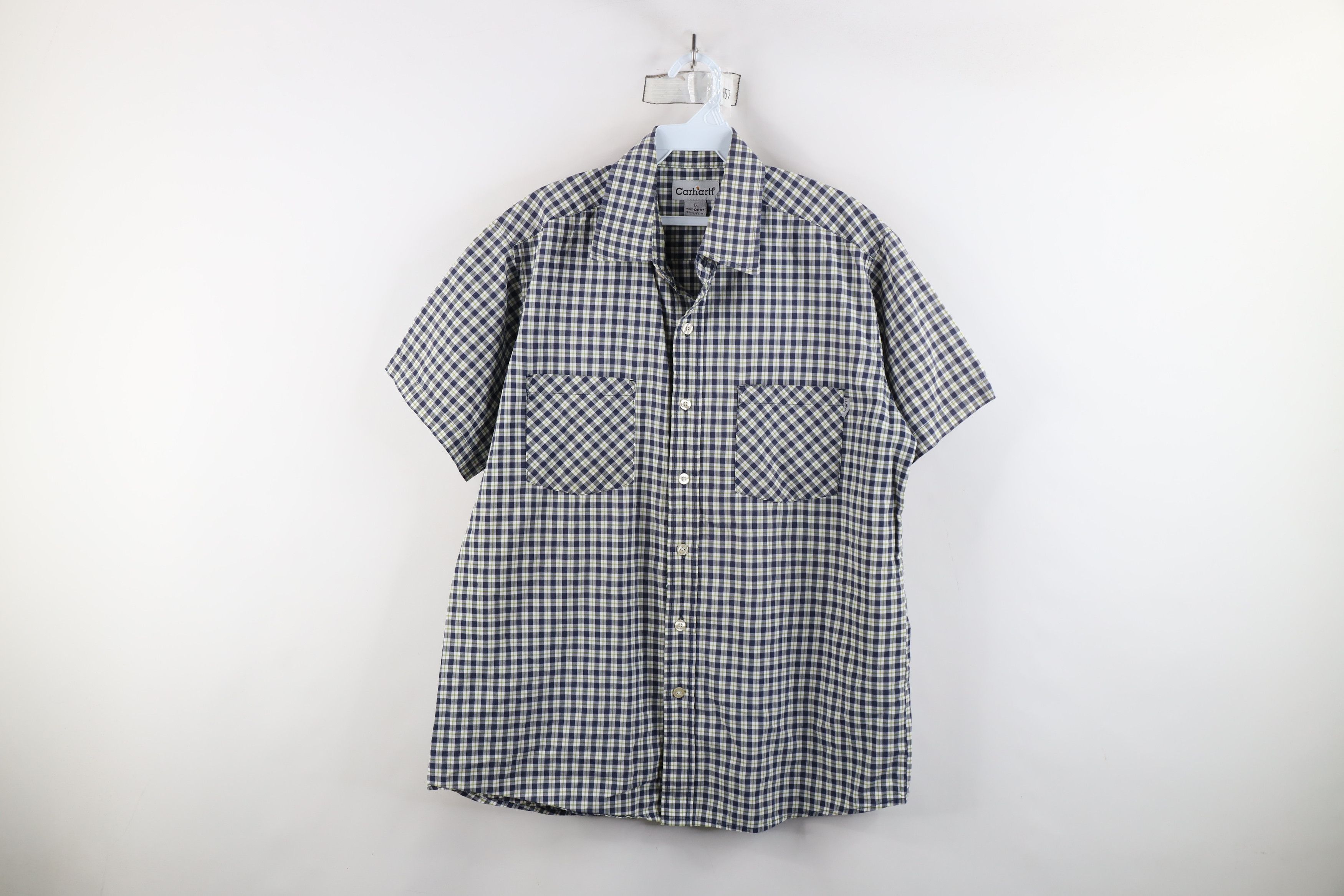 Carhartt × Vintage Vintage Carhartt Short Sleeve Collared Button Shirt Plaid Size US L / EU 52-54 / 3 - 1 Thumbnail