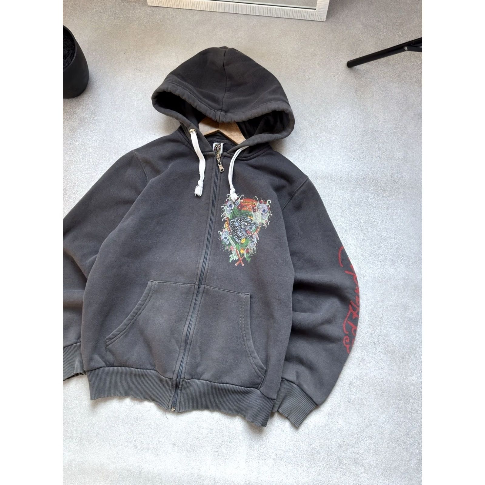 Ed Hardy VINTAGE Ed Hardy By Christian Audigier Skull Logo Y2K Gray Zip Hoodie Woman M size Size M / US 6-8 / IT 42-44 - 4 Thumbnail