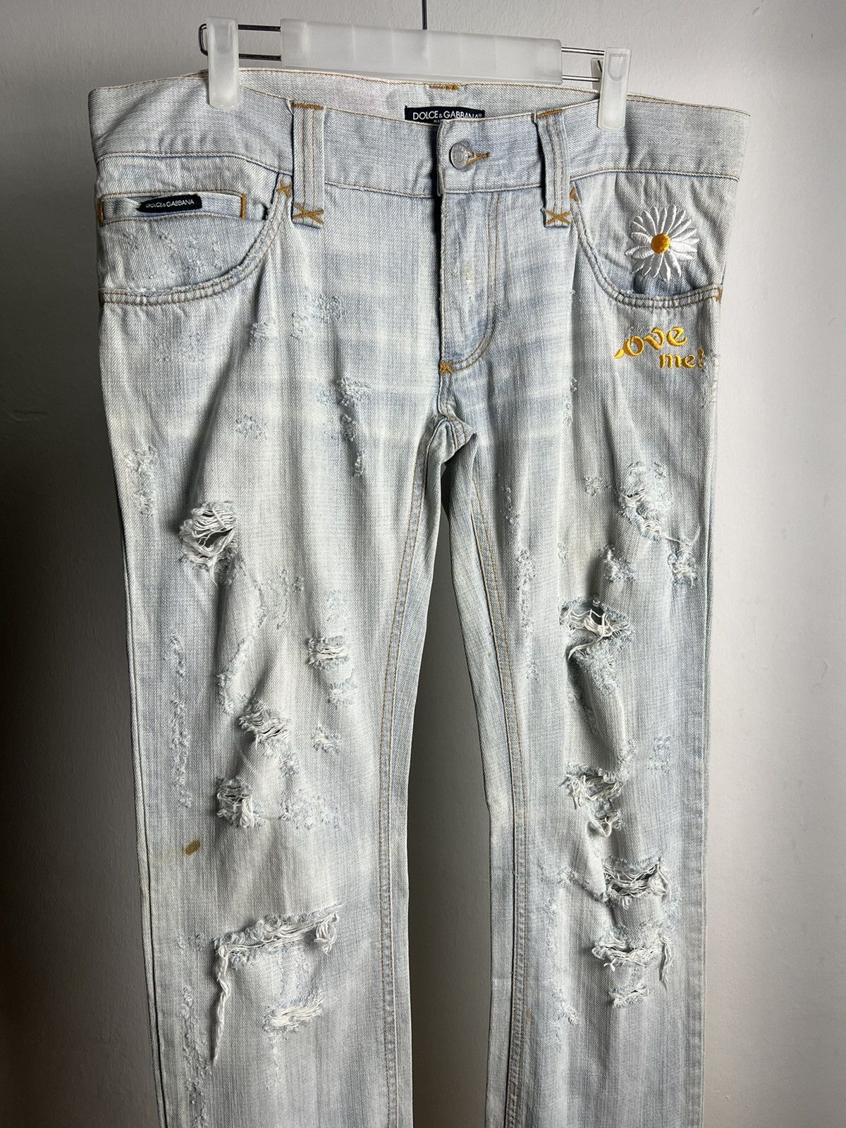 Dolce & Gabbana × Vintage Vintage Distressed Dolce&Gabbana "Love Me" Flower Denim Size US 36 / EU 52 - 2 Thumbnail