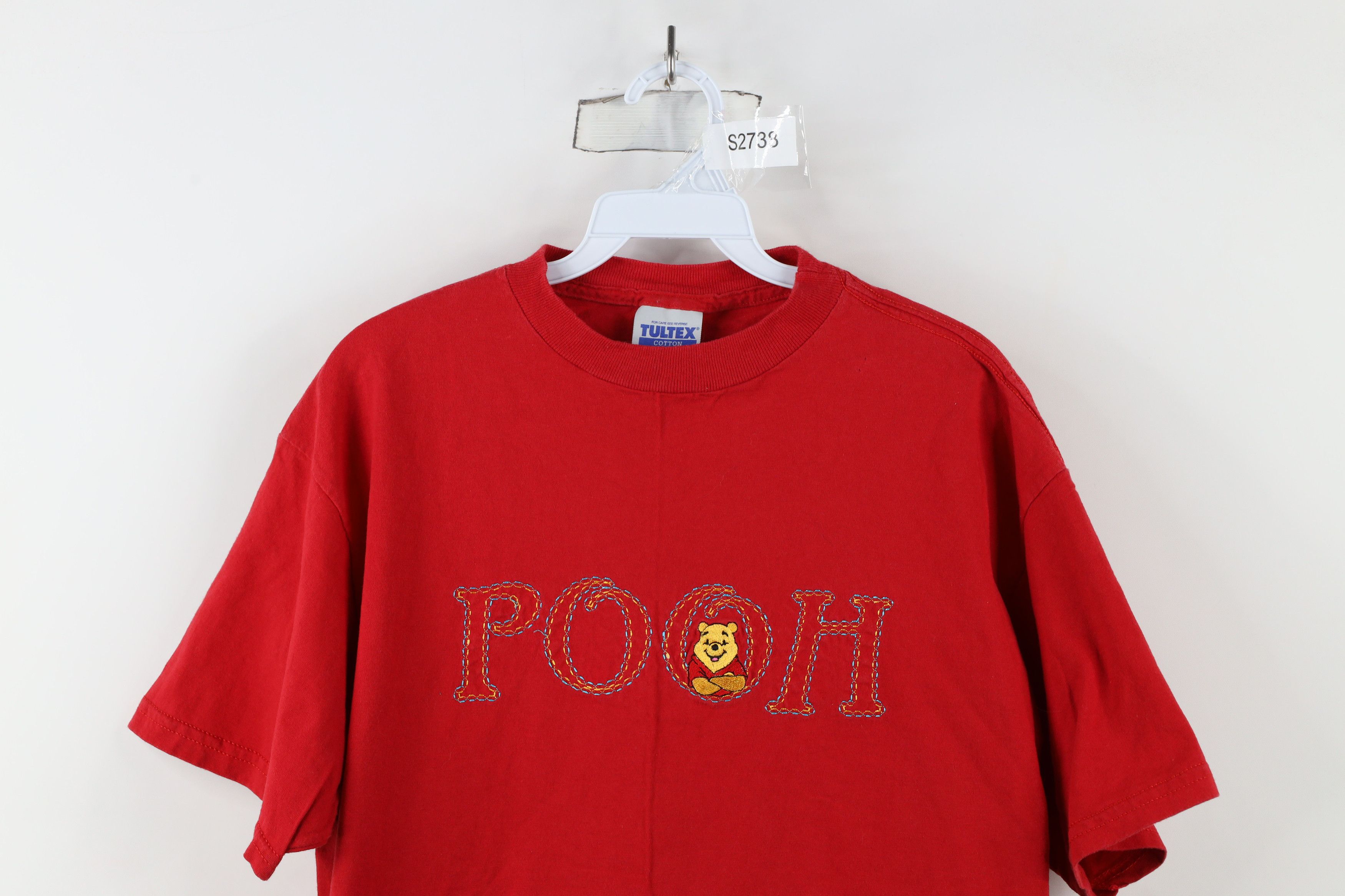 Disney × Vintage Vintage 90s Disney Spell Winnie the Pooh T-Shirt Red Cotton Size L / US 10 / IT 46 - 2 Thumbnail