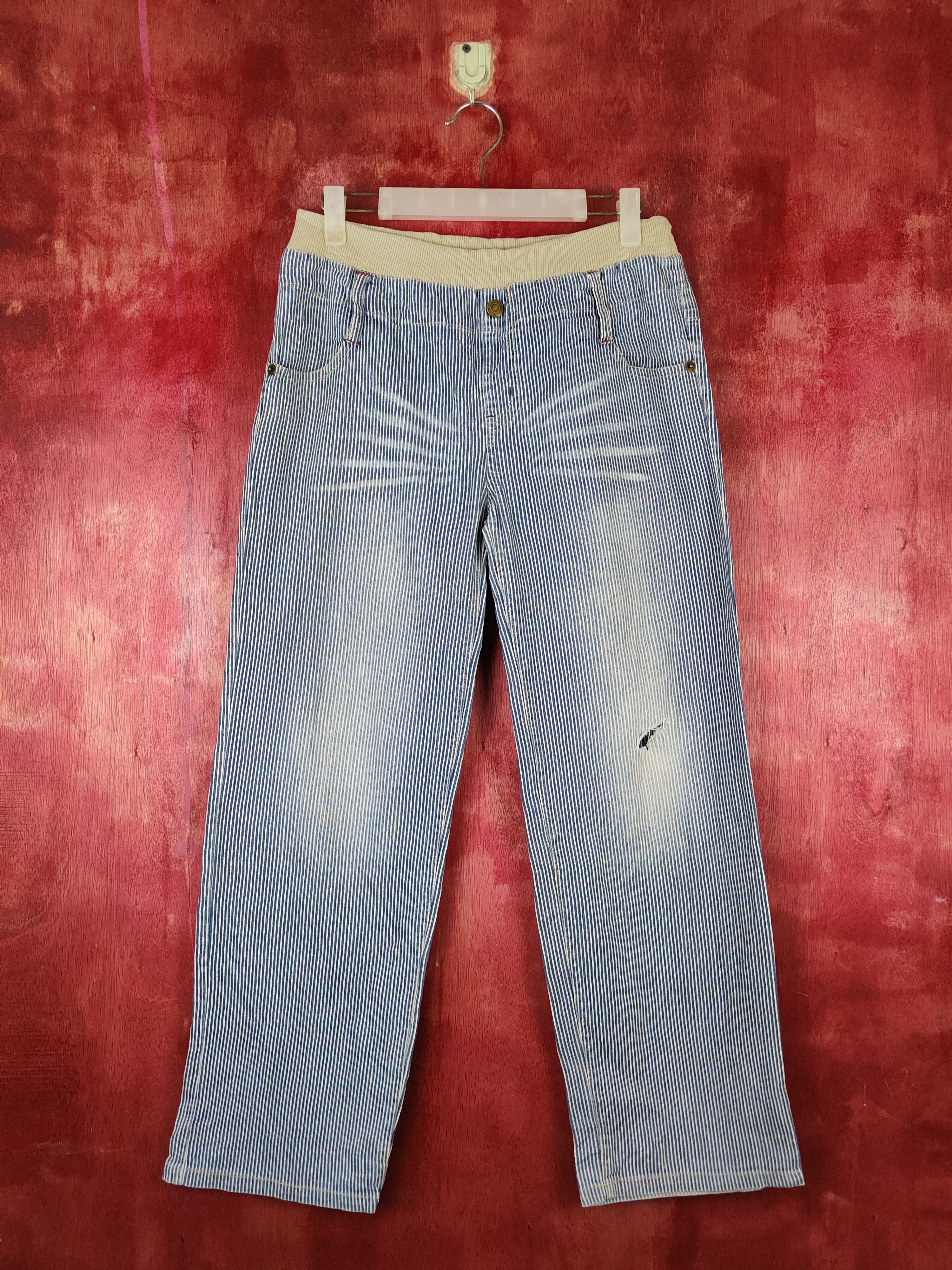 Japanese Brand Blue Stripe Multipocket Casual Pants #S1411