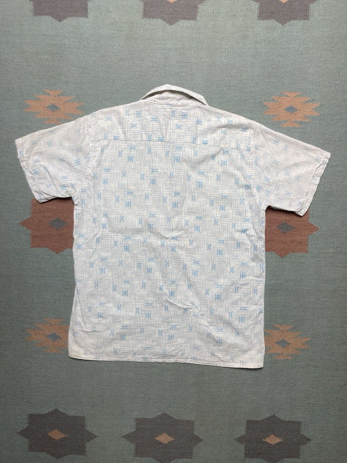 Vintage 1950s short sleeve button shirt loop collar cotton small Size US S / EU 44-46 / 1 - 8 Thumbnail