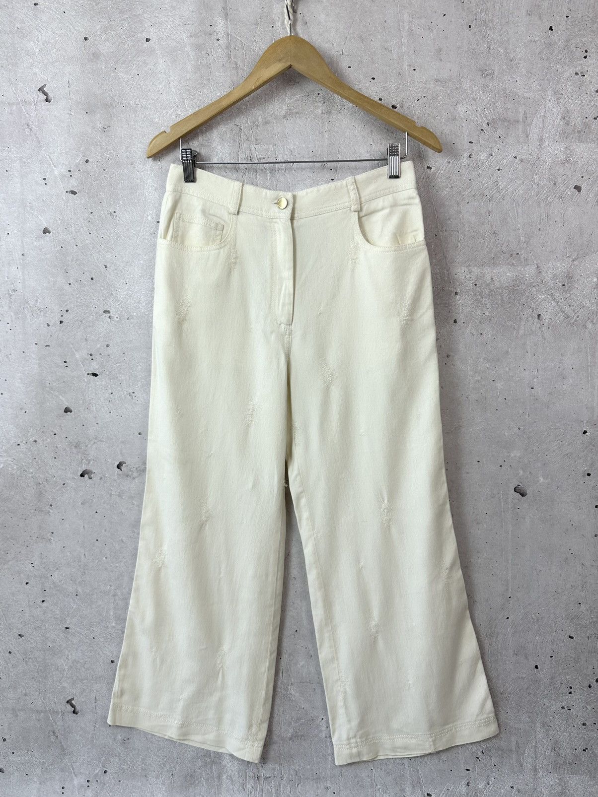 Sandro Sandro Ivory Distressed Cotton Pants Size 30" / US 8 / IT 44 - 1 Thumbnail