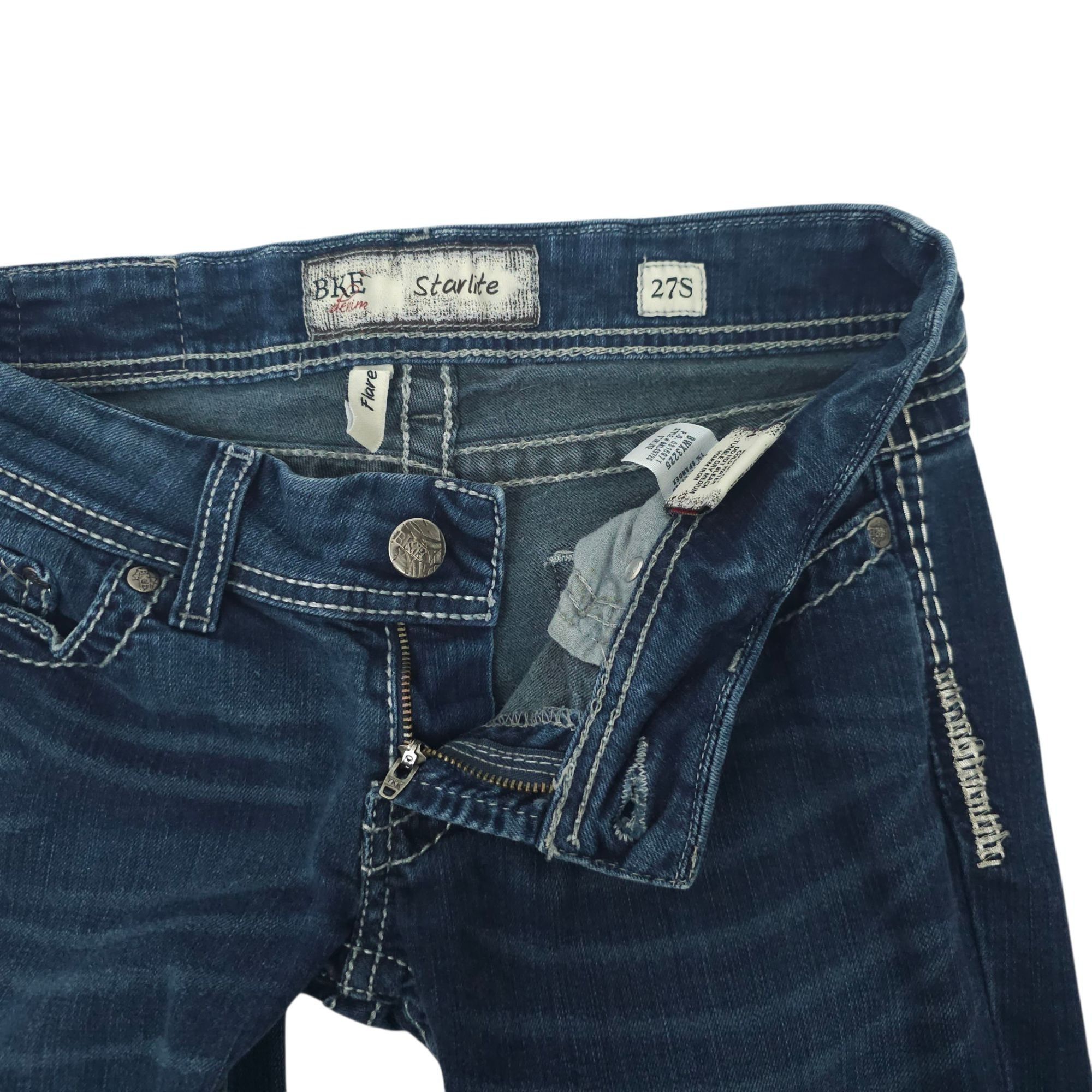 BKE BKE Buckle Starlite Stretch Boot Flare Jeans Womens 27S Low Size 29" - 7 Thumbnail