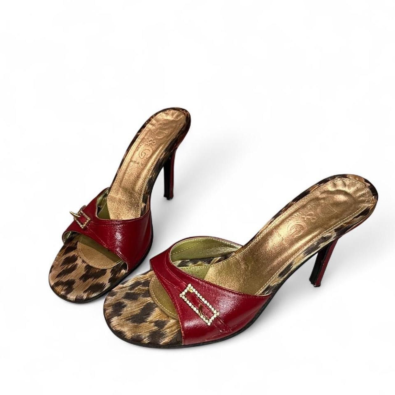 Dolce & Gabbana Vintage y2k D&G mule heels leopard print &red leather detail Size US 5 / IT 35 - 1 Thumbnail