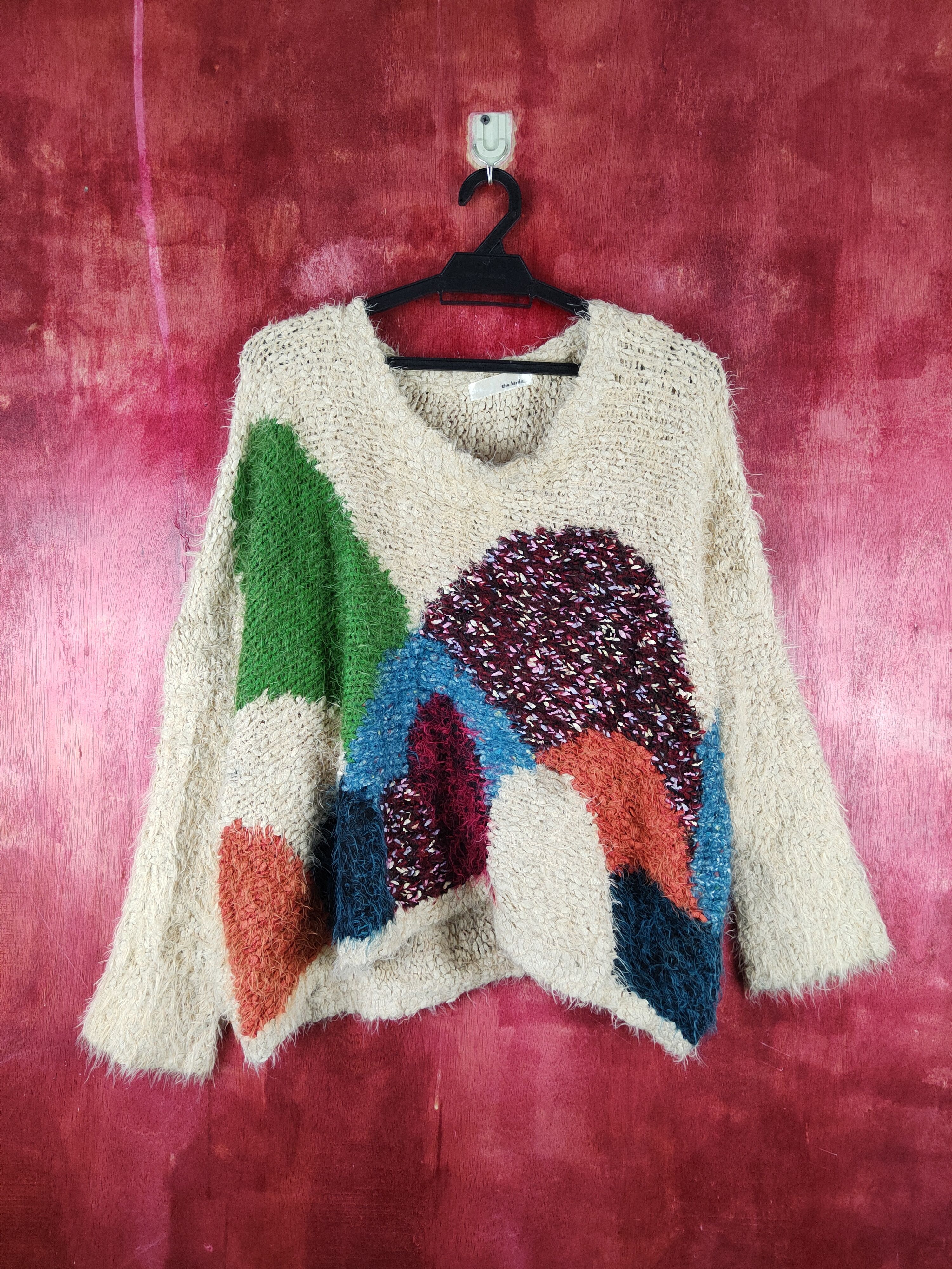 Art Design 💥 The Birds Beige Fur Mohair Knitwear