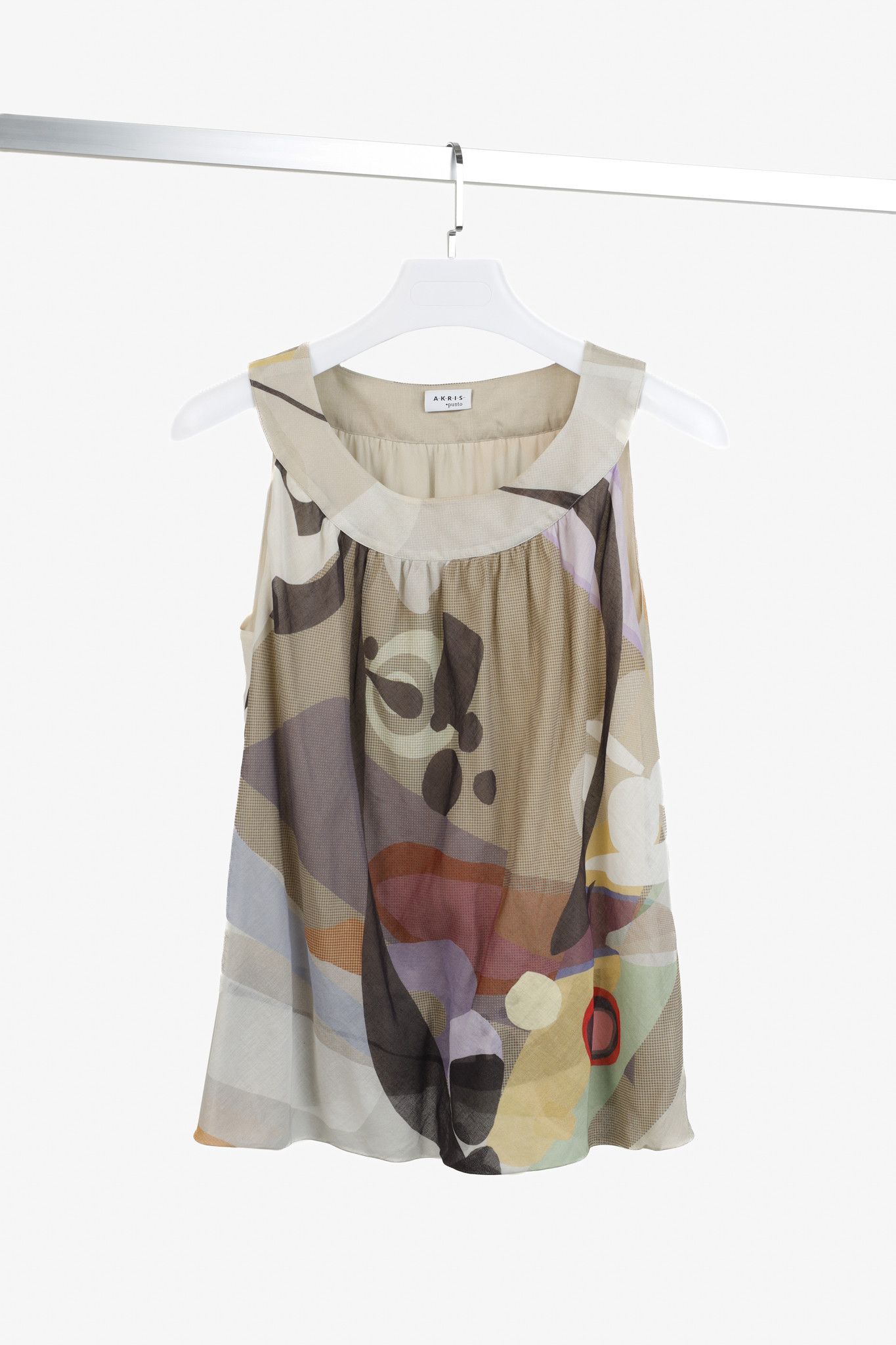 Akris Akris Abstract Earth Tones Print Sleeveless Blouse Size M / US 6-8 / IT 42-44 - 1 Thumbnail