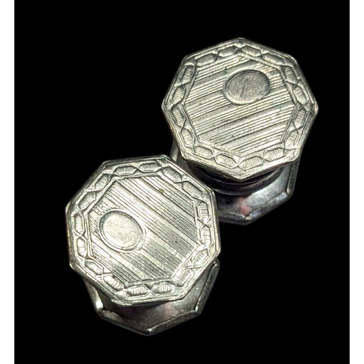 Other Vintage Etched Geometric Silver Tone Snap Cufflinks Size ONE SIZE - 1 Thumbnail