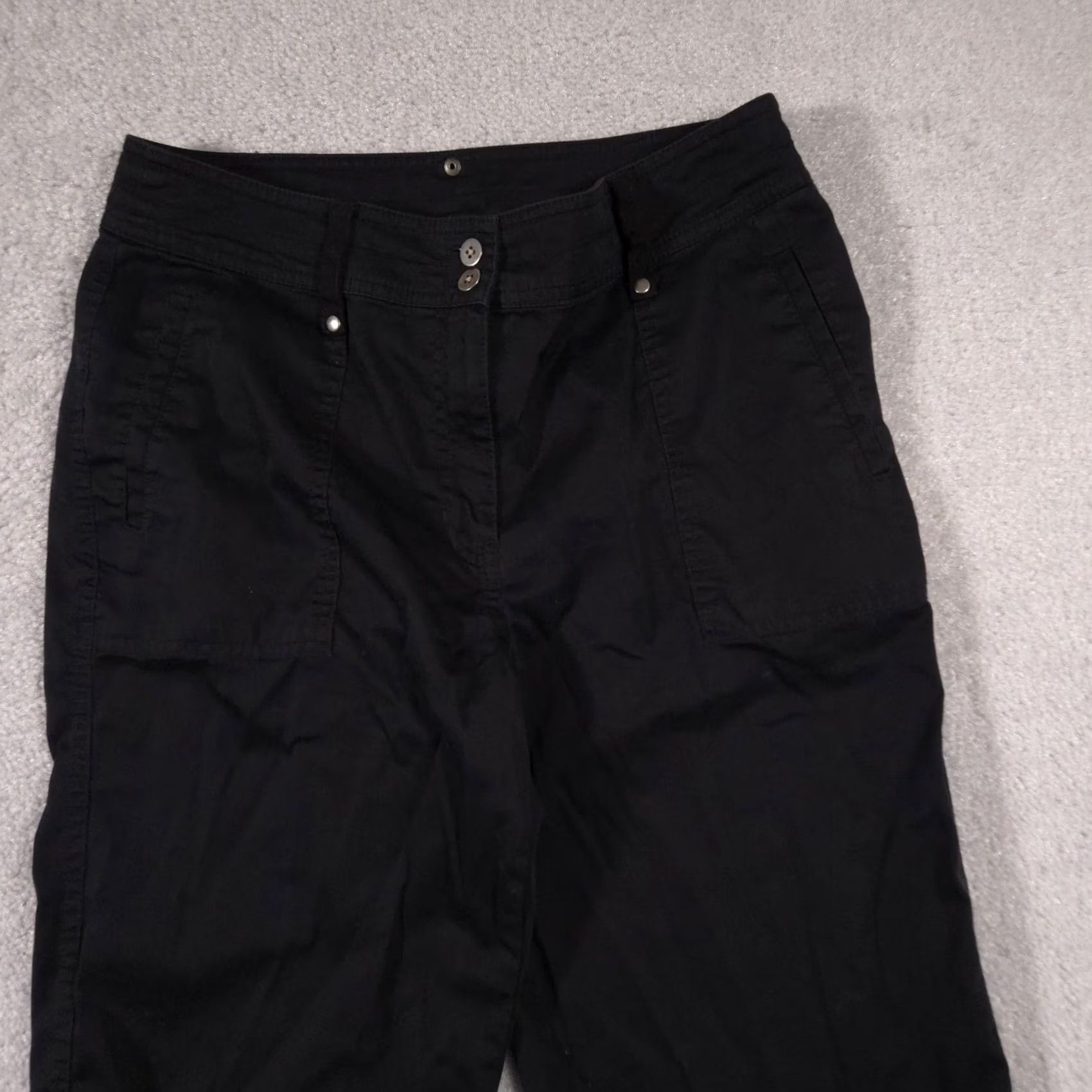 Vintage Chico's Pants Womens 1 Black Capri Cropped Utility Stretch Cotton Pockets Casual Size 25" / US 0 / IT 36 - 3 Thumbnail