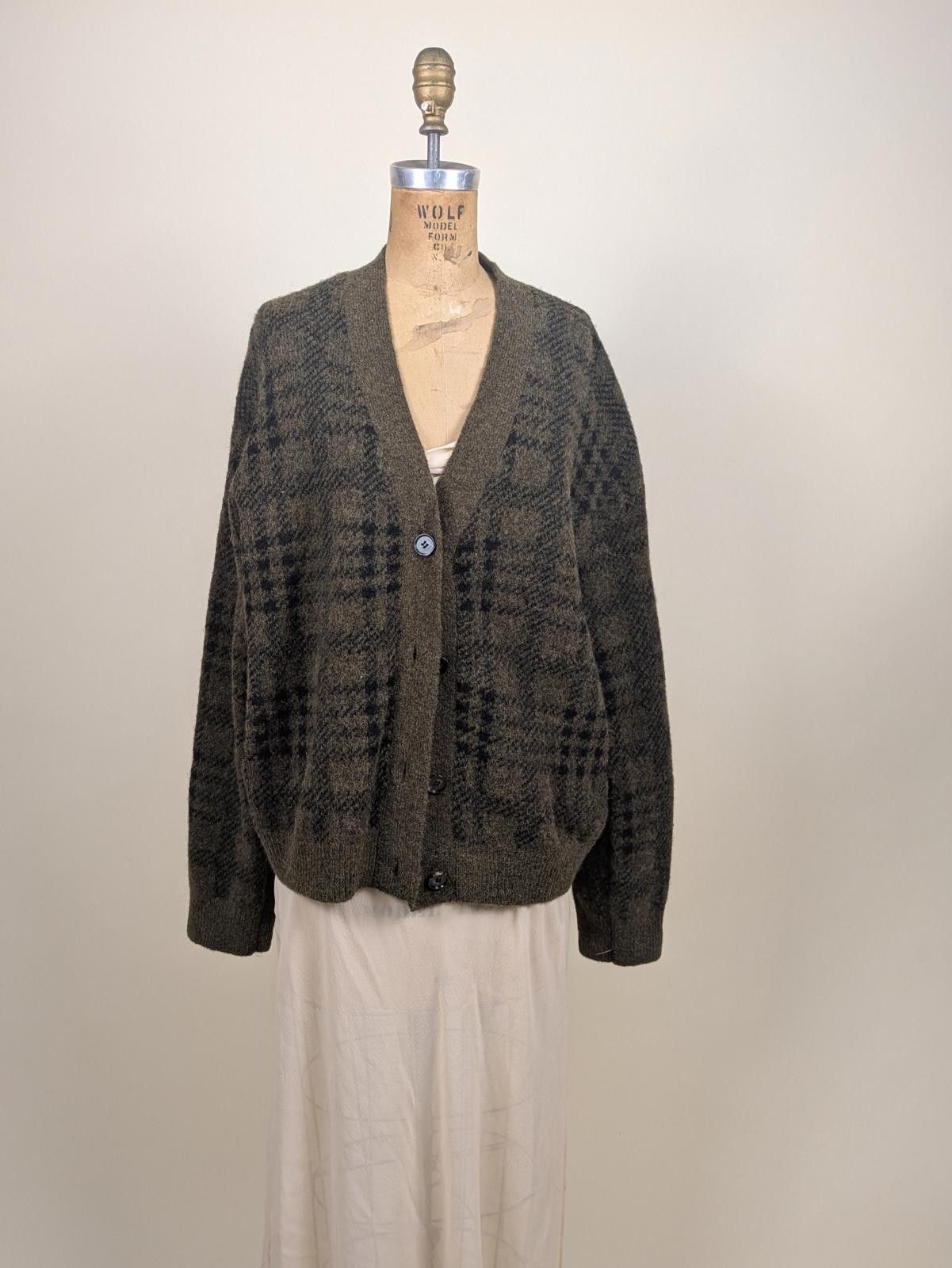 Rails Rails Reese olive plaid wool alpaca knit cardigan Size L / US 10 / IT 46 - 1 Thumbnail