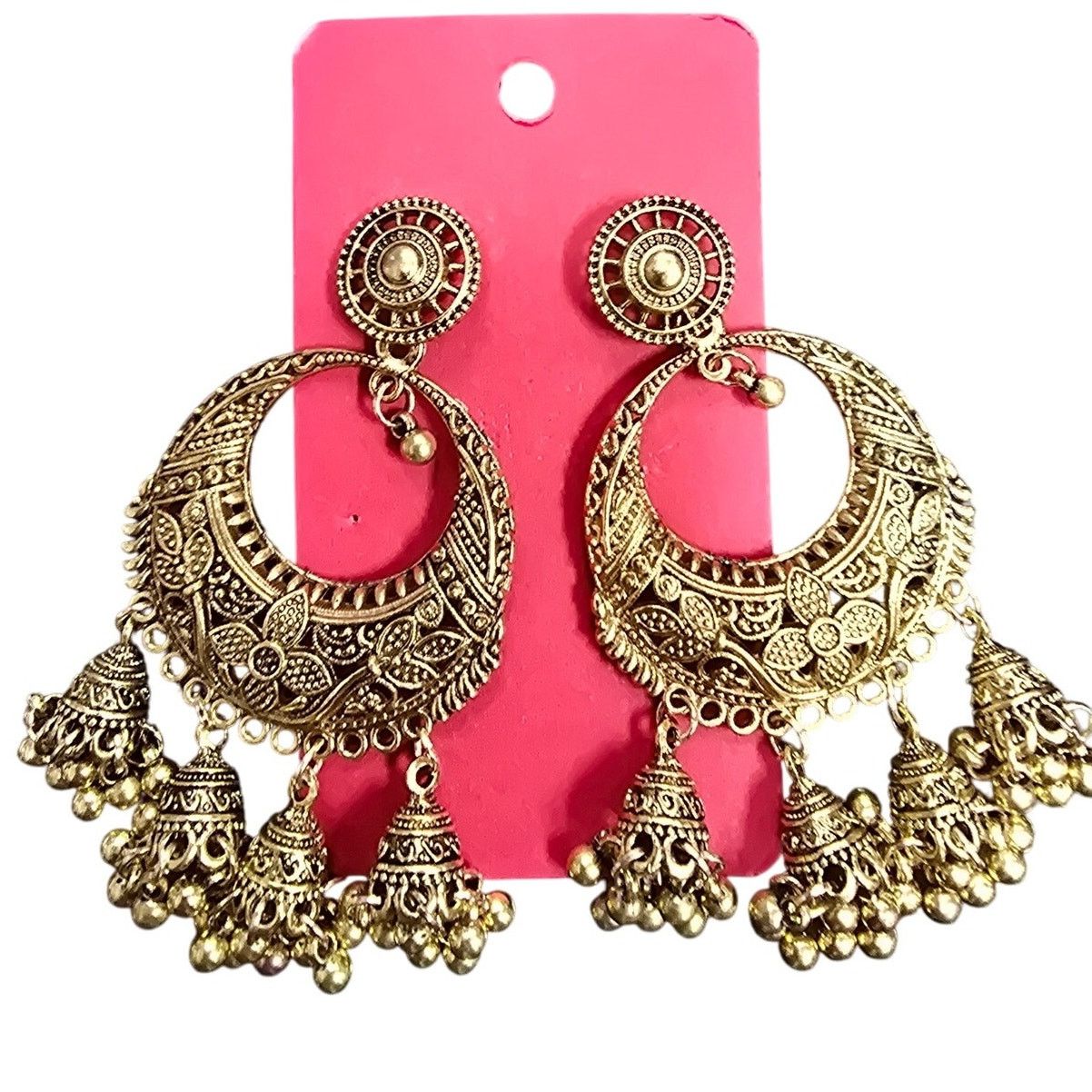 Other Boho Style Antique Gold-tone Earrings, 3 inches Size ONE SIZE - 1 Thumbnail