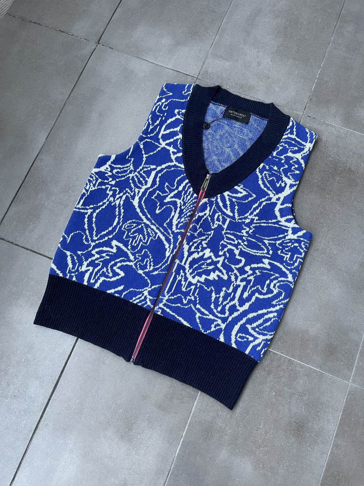 Viktor & Rolf !DS! SS23 Viktor & Rolf Jacquard Spencer Blue Knit Vest Size US M / EU 48-50 / 2 - 13 Thumbnail