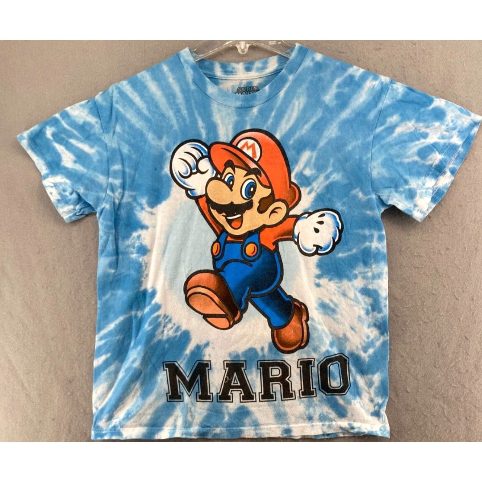 Nintendo Nike Super Mario T-Shirt Mens Small Blue TieDye Graphic Print 90s Retro Nintendo Mario Shirt Size US S / EU 44-46 / 1 - 2 Thumbnail