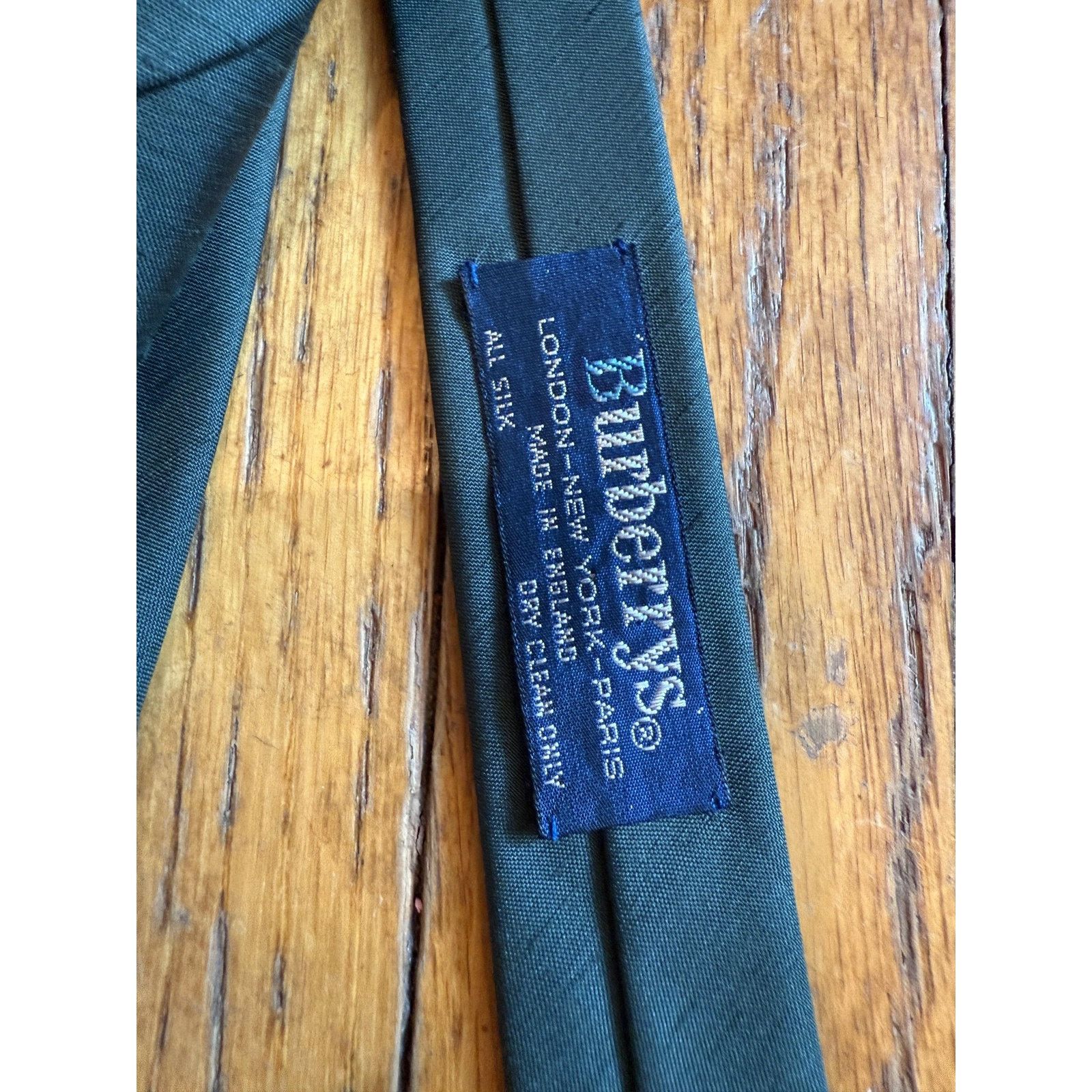 Burberry Burberrys Tie Mens Green Silk Classic Vintage Style Size ONE SIZE - 3 Thumbnail