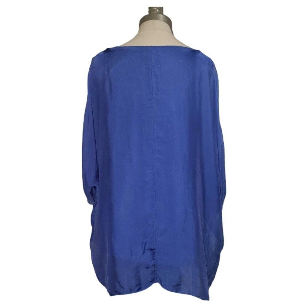 Designer CT1570 NY by Amati Indigo Blue Sequined Layered Top L Size L / US 10 / IT 46 - 4 Thumbnail