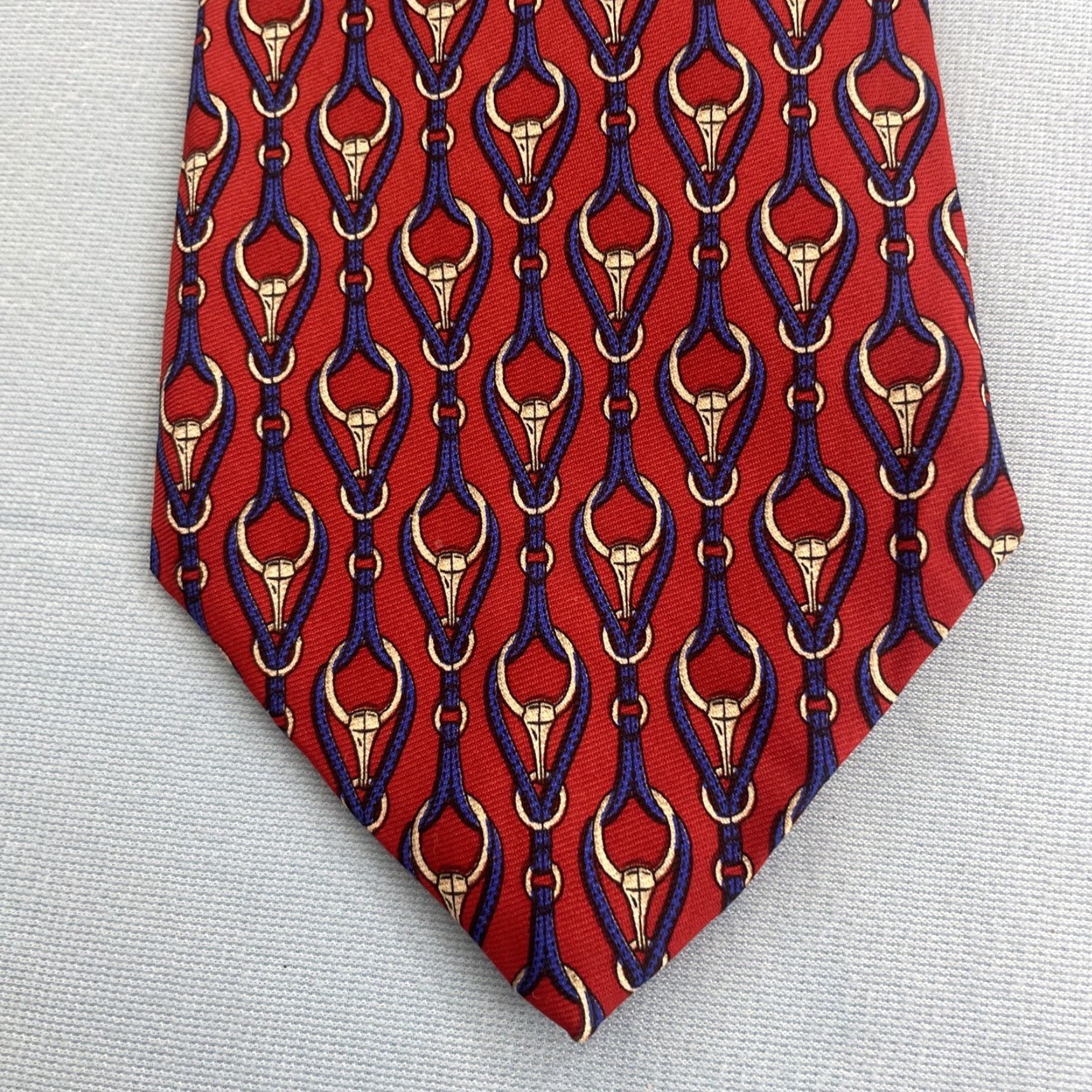 Brooks Brothers Vtg Brooks Brothers Makers Silk Tie Art Deco Chain Longhorns Bulls Red USA 4x58 Size ONE SIZE - 2 Thumbnail