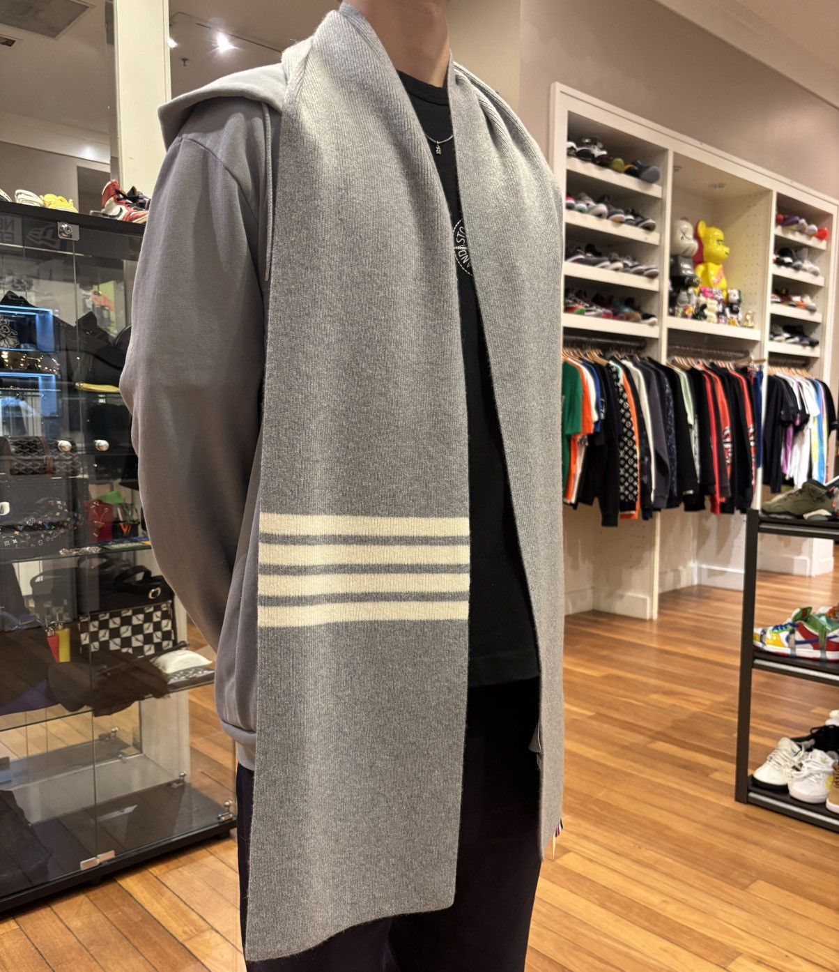 Thom Browne Thom Browne Grey Full Cashmere Scarf Size ONE SIZE - 1 Thumbnail