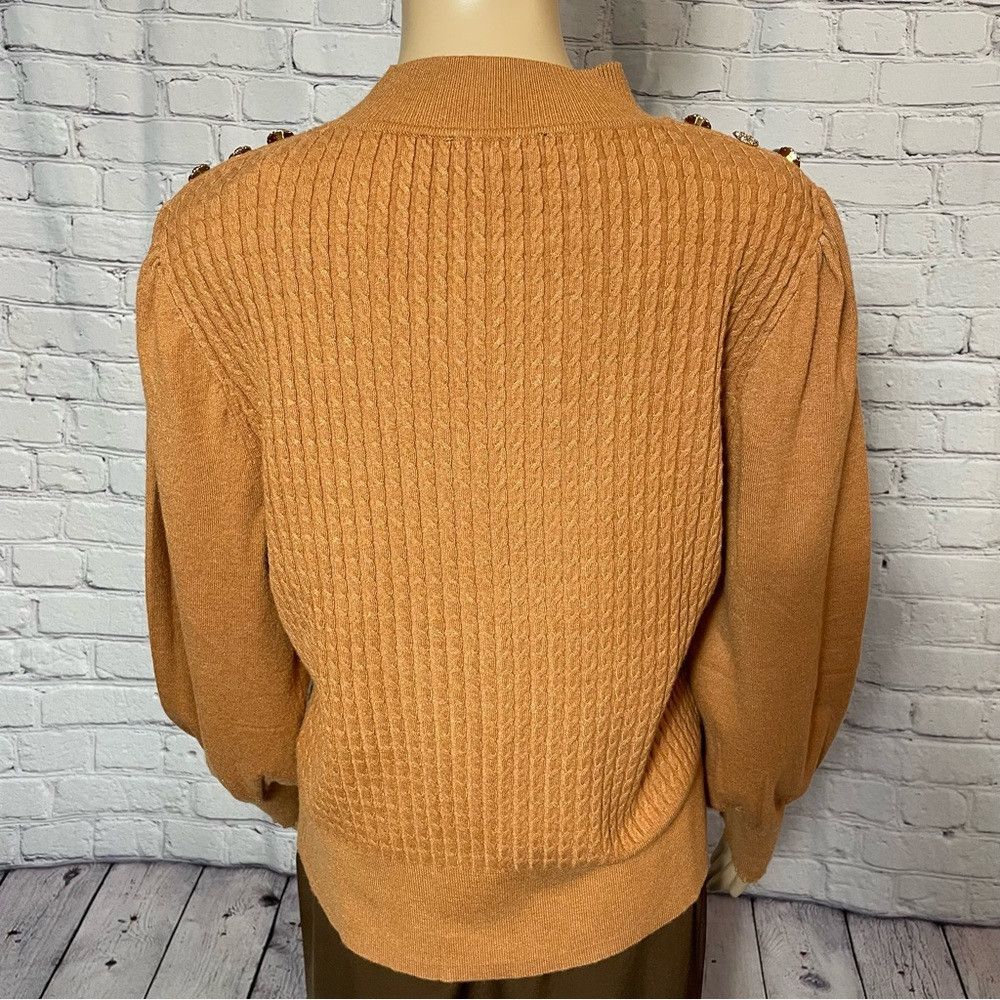 Adrianna Papell New Adrianna Papell Cable Knit Puff Sleeve Shoulder Button Size L / US 10 / IT 46 - 4 Thumbnail