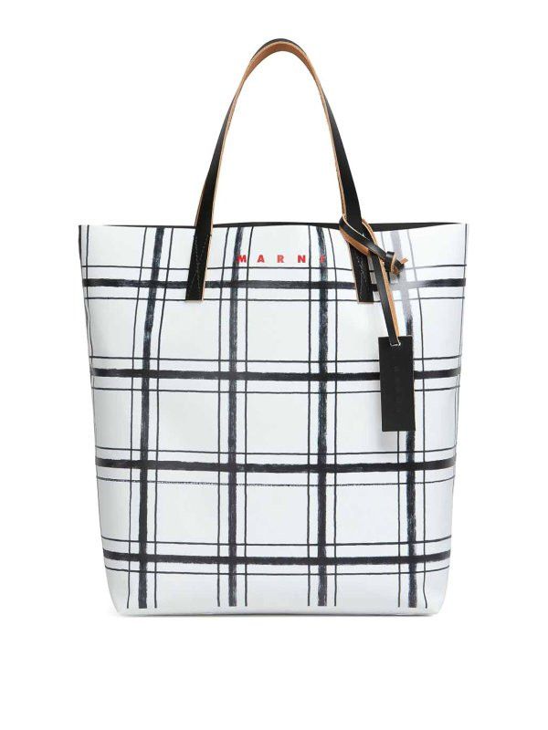 image of Marni O1W1Db10524 Size-Os Tribeca Tote Bag In White/black, Women's