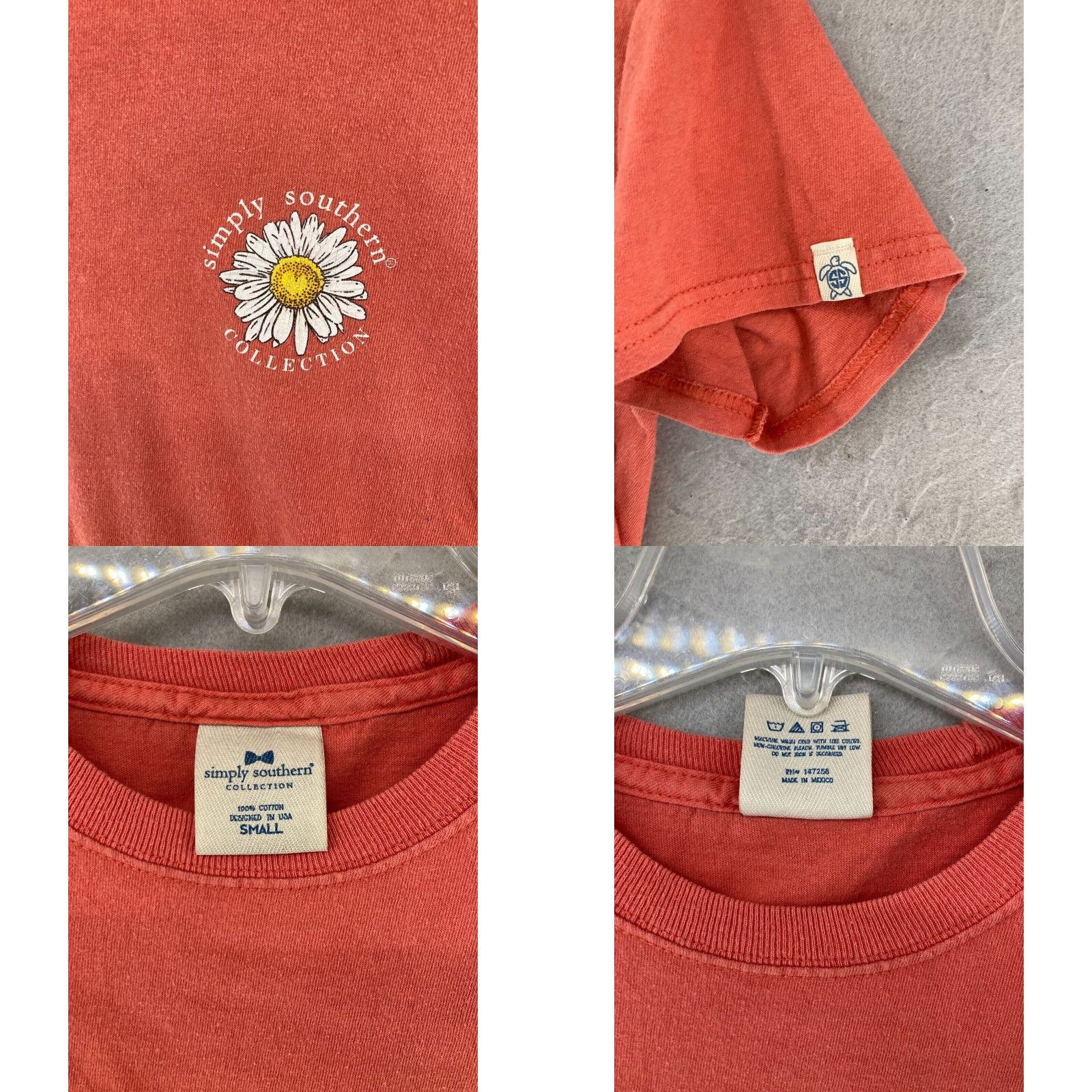 Vintage Simply Southern T Shirt Womens Small Peach Cool Mom Daisy Size S / US 4 / IT 40 - 8 Thumbnail