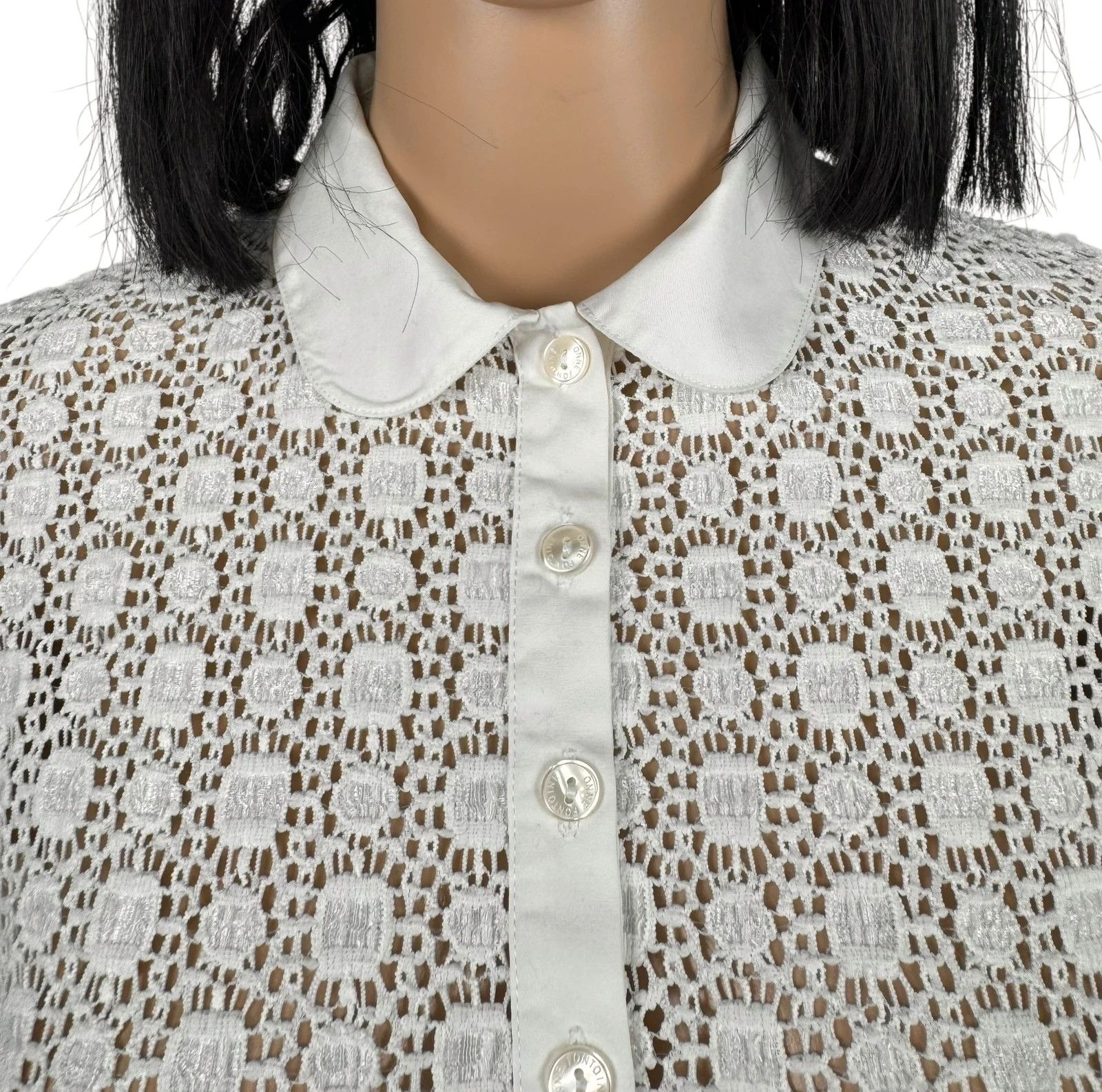 ANNE FONTAINE Anne Fontaine Regina Lace Crochet Button Up Blouse Size M / US 6-8 / IT 42-44 - 5 Thumbnail