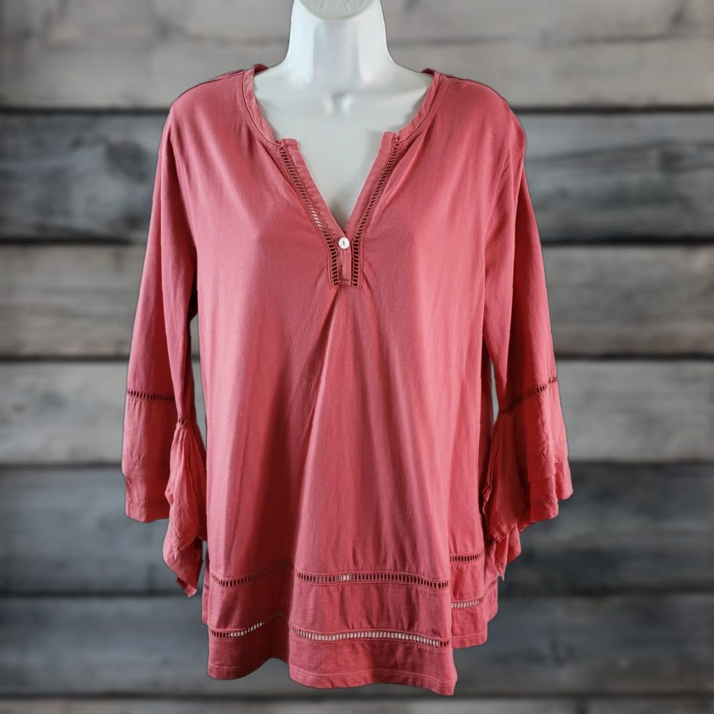 Soft Surroundings Soft Surroundings Imogen Top Womens Blouse 3/4 Sleeve Cotton Blend Pink Medium Size M / US 6-8 / IT 42-44 - 1 Thumbnail