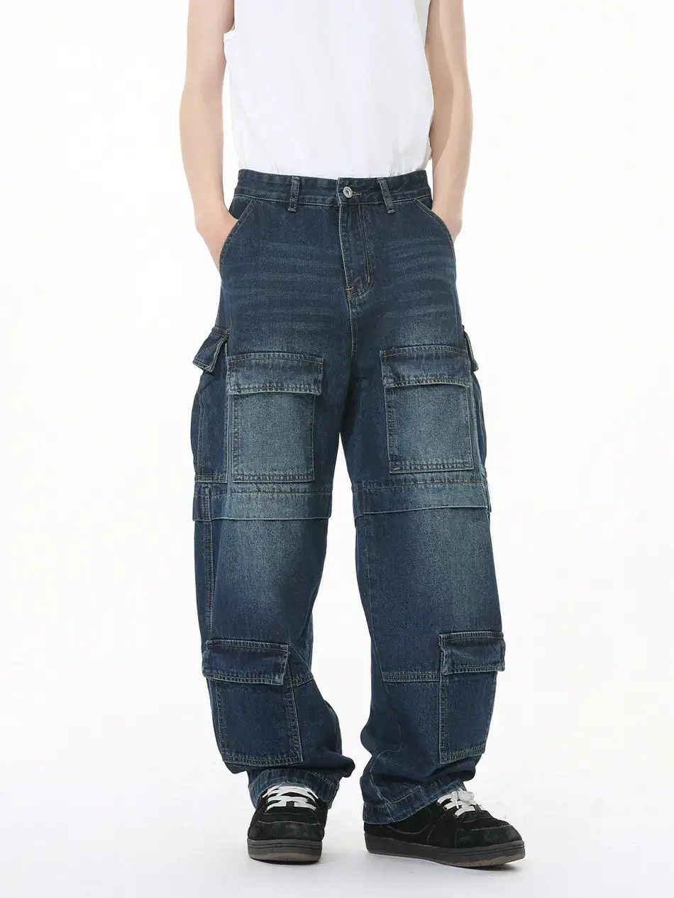 Japanese Brand Retro loose patchwork pocket jeans Size US 32 / EU 48 - 3 Thumbnail