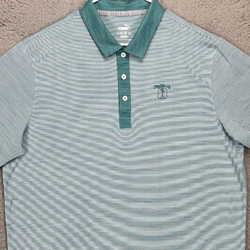 Puma Puma Golf Polo Shirt Adult XL Aqua White Striped Rugby Mens Size US XL / EU 56 / 4 - 2 Thumbnail