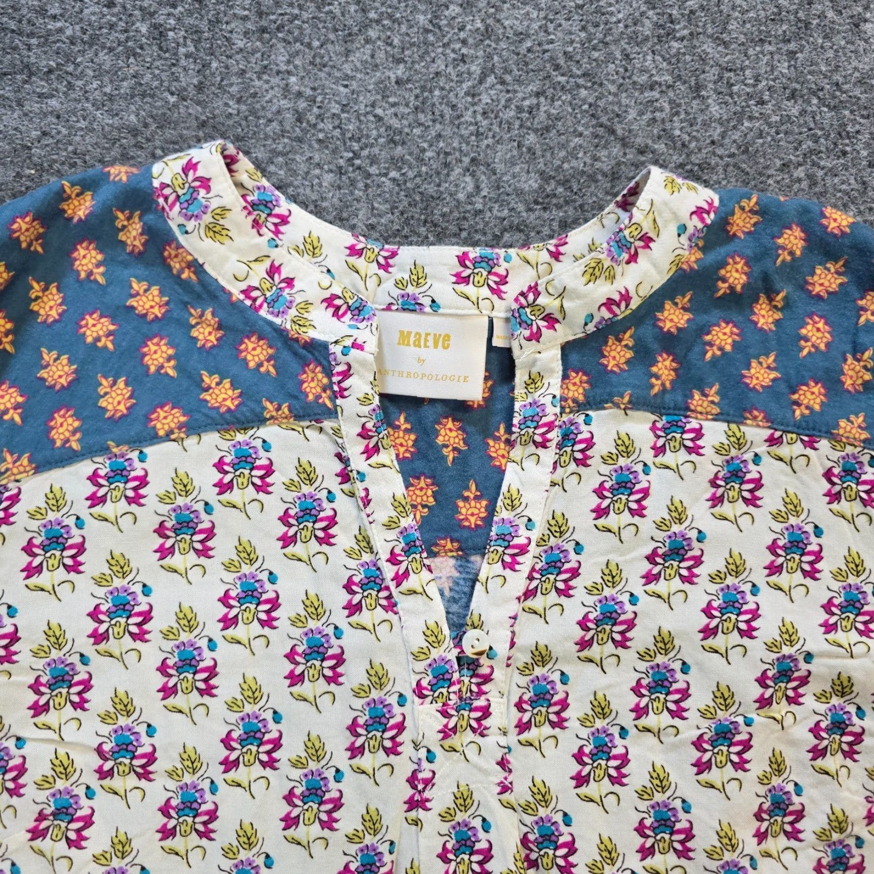Vintage Maeve Top Womens Small Blue White Floral V Neck Popover Prarie Cottage Casual Shirt Blouse Womens Size S / US 4 / IT 40 - 2 Thumbnail