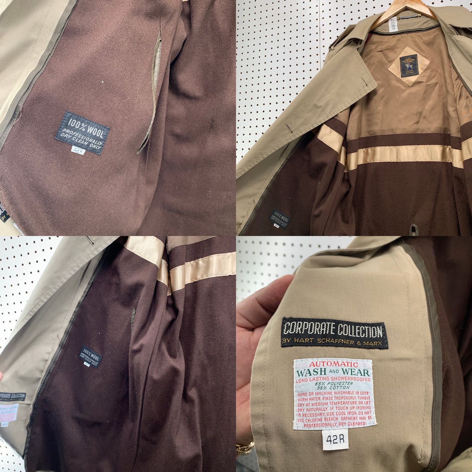 Hart Schaffner Marx VINTAGE Hart Schaffner Marx Trench Coat Mens 42R Wool Double Breast Corporate Coat Size US XS / EU 42 / 0 - 11 Thumbnail