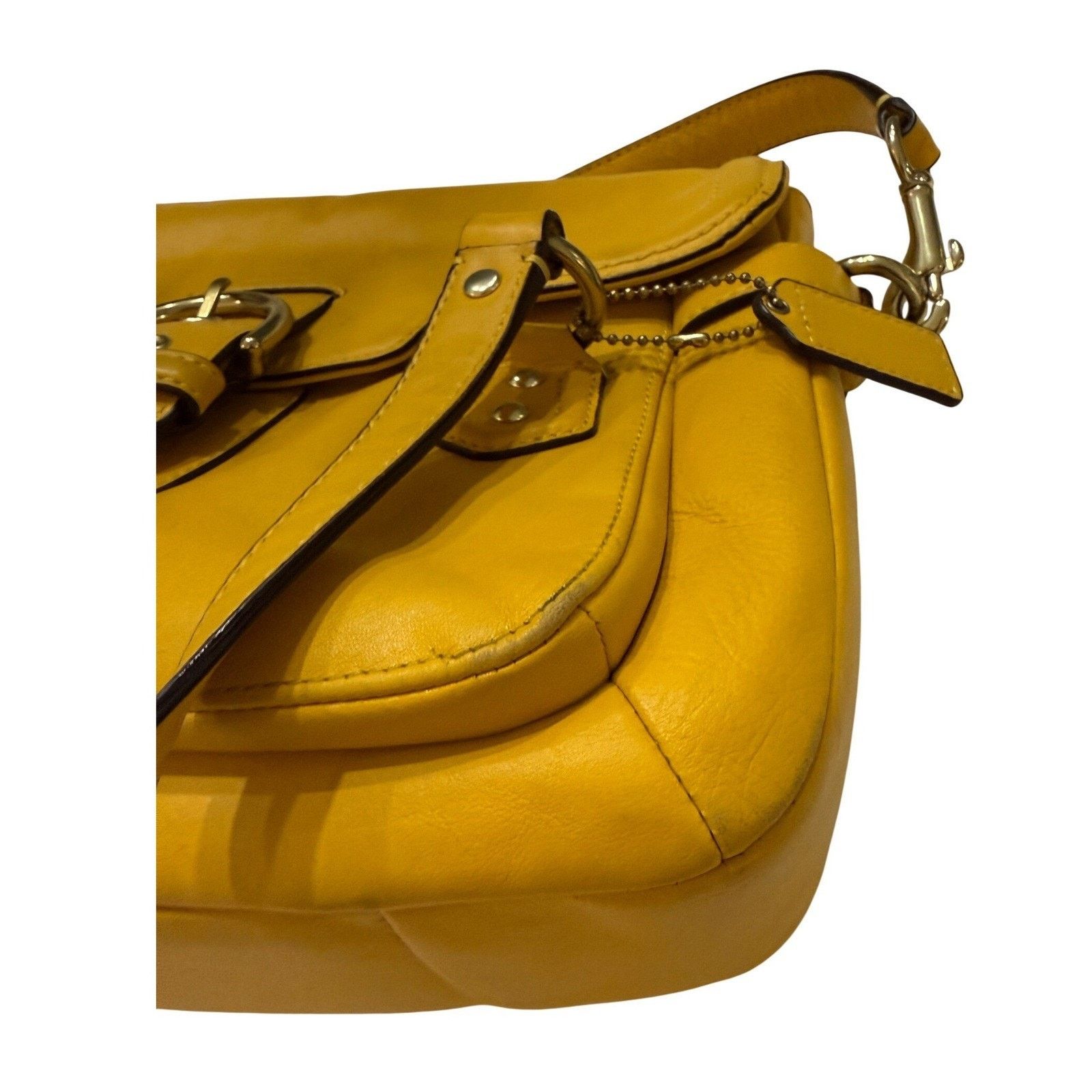 Coach Coach Campbell Satchel Yellow Leather Crossbody Buckle Y2K Size ONE SIZE - 5 Thumbnail