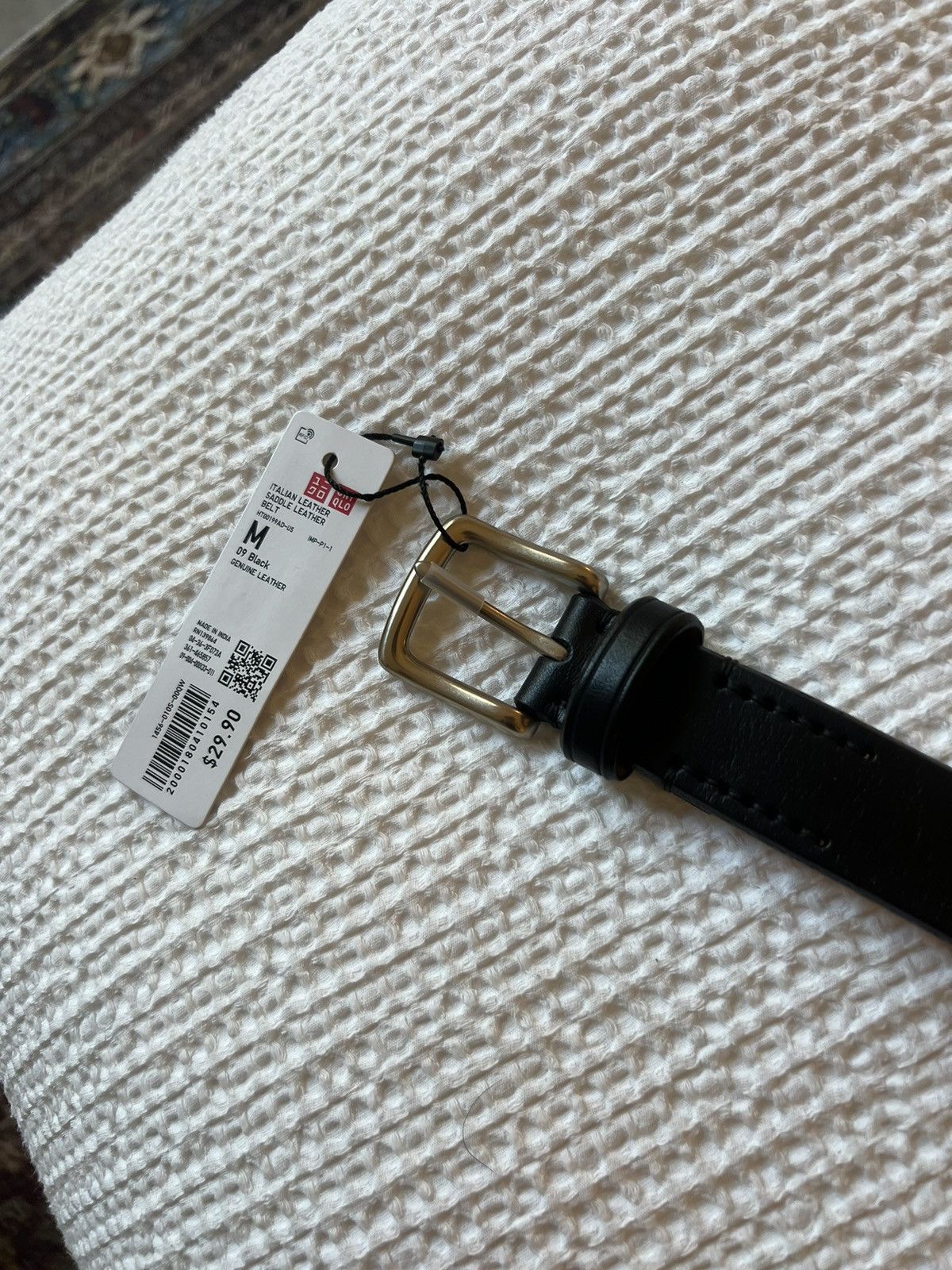 Uniqlo Uniqlo Italian Saddle Leather Black Belt Size 32 - 3 Thumbnail
